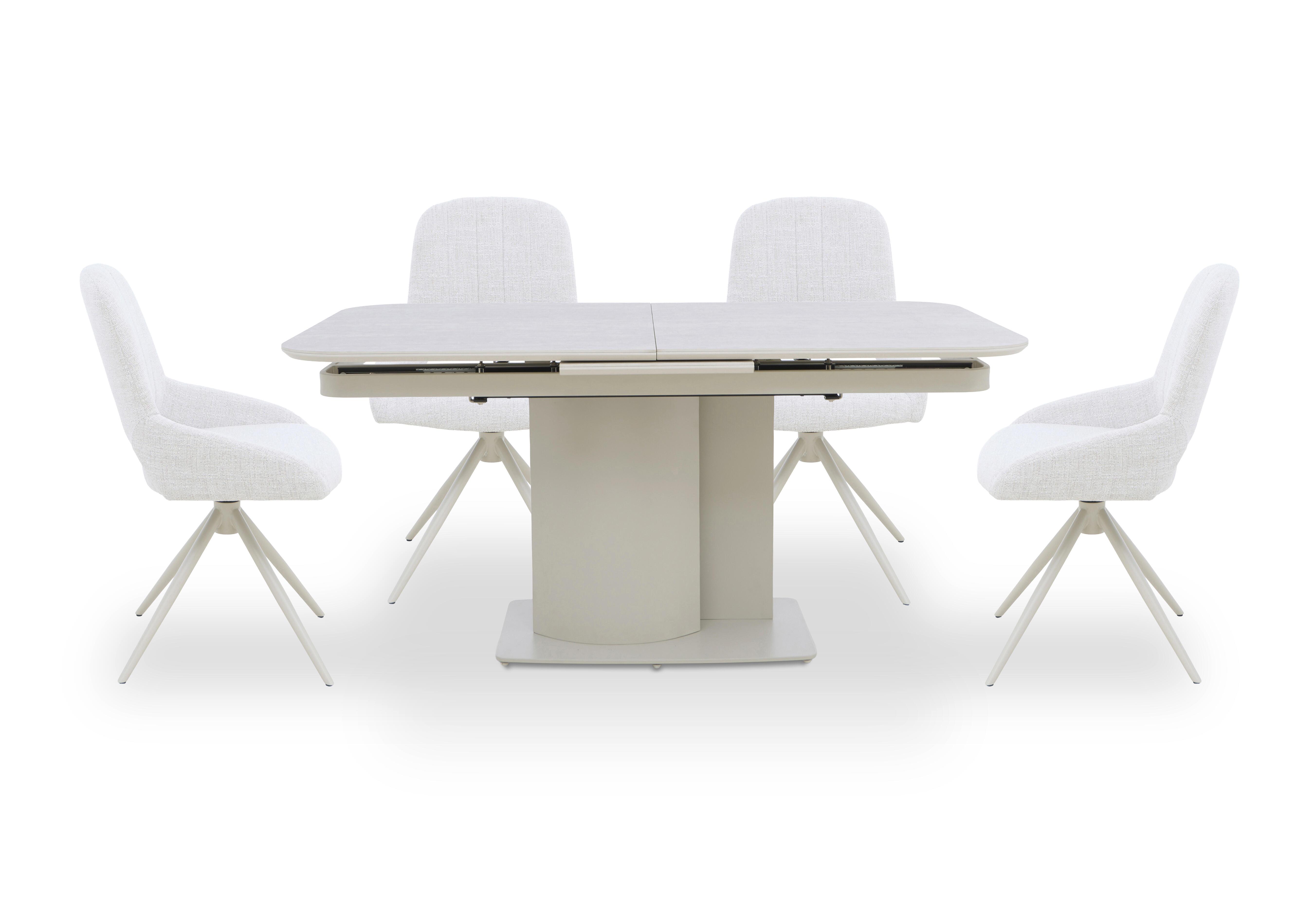Pebble Pop Up Extending Dining Table and 4 Swivel Dining Chairs in  on Furniture Village