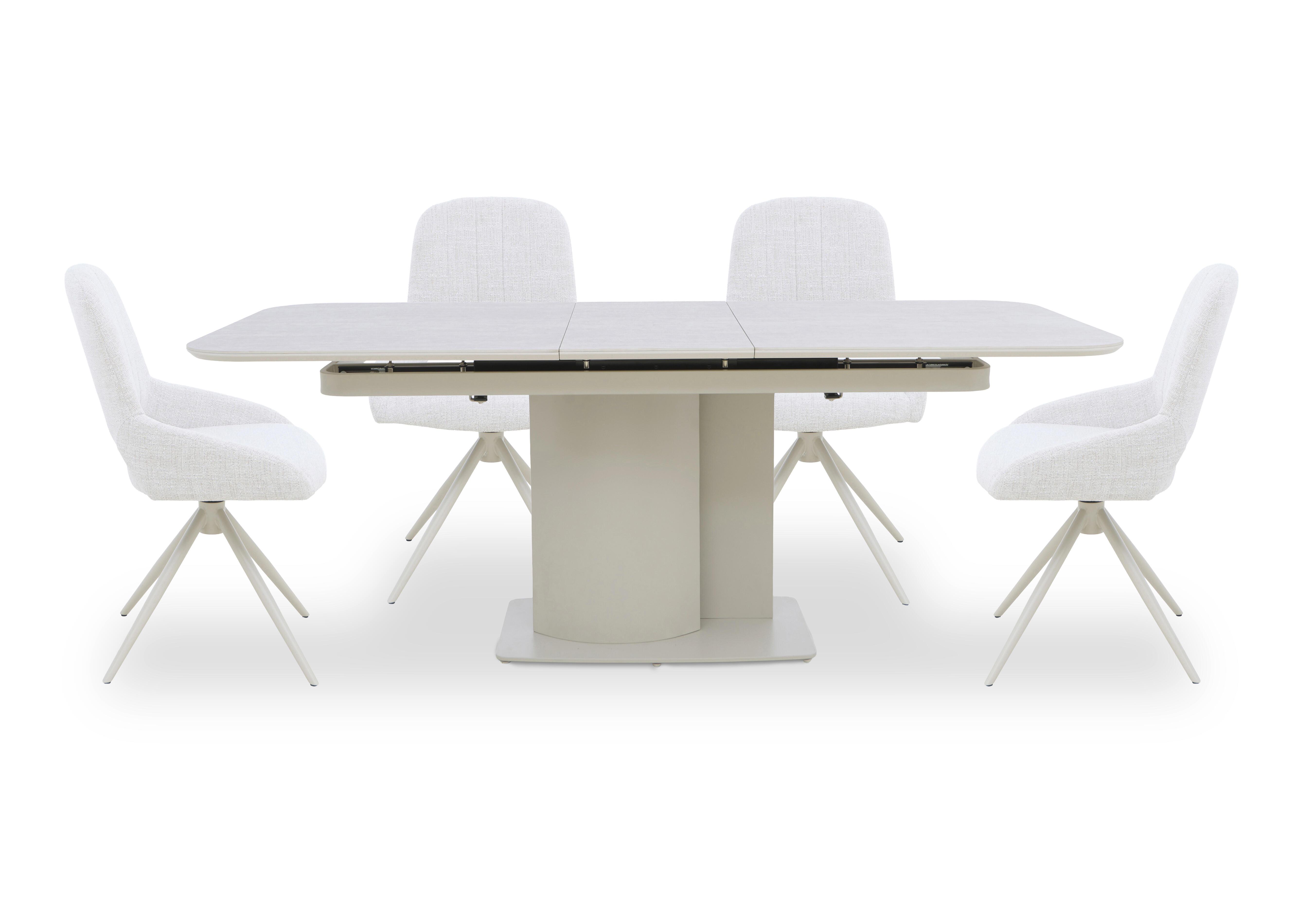 Pebble Pop Up Extending Dining Table and 4 Swivel Dining Chairs in  on Furniture Village
