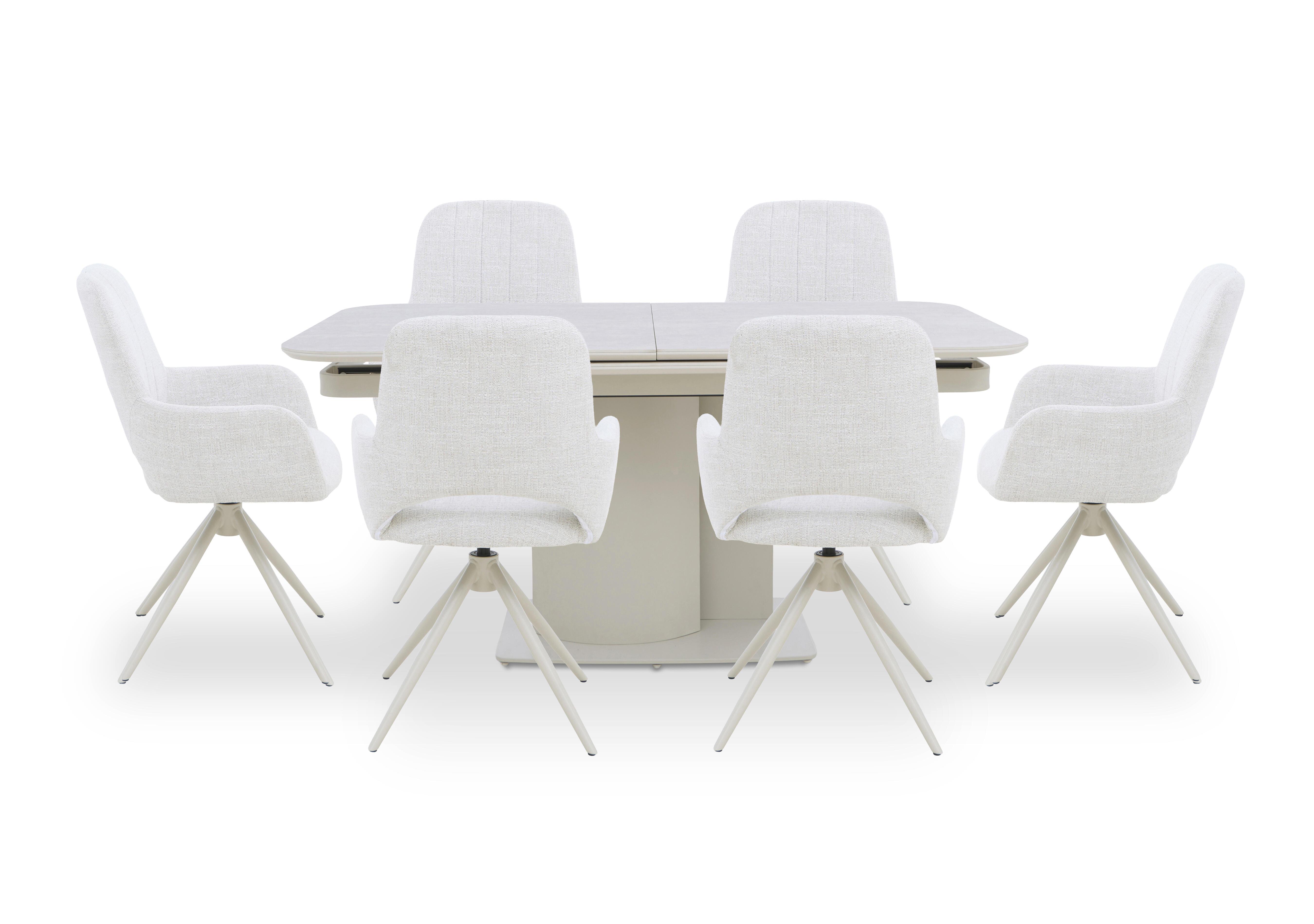 Pebble Pop Up Extending Dining Table and 6 Swivel Dining Arm Chairs in  on Furniture Village
