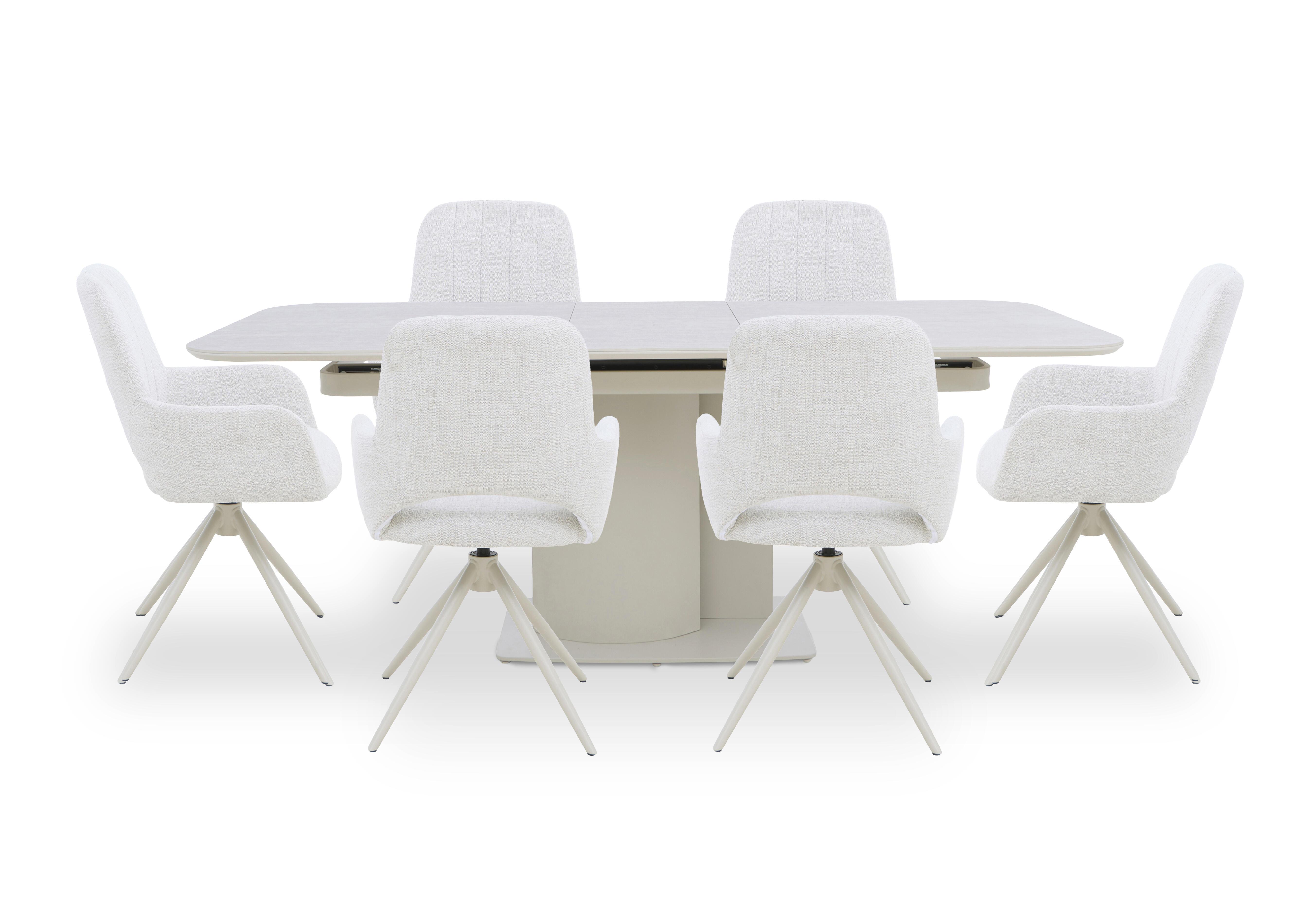 Pebble Pop Up Extending Dining Table and 6 Swivel Dining Arm Chairs in  on Furniture Village