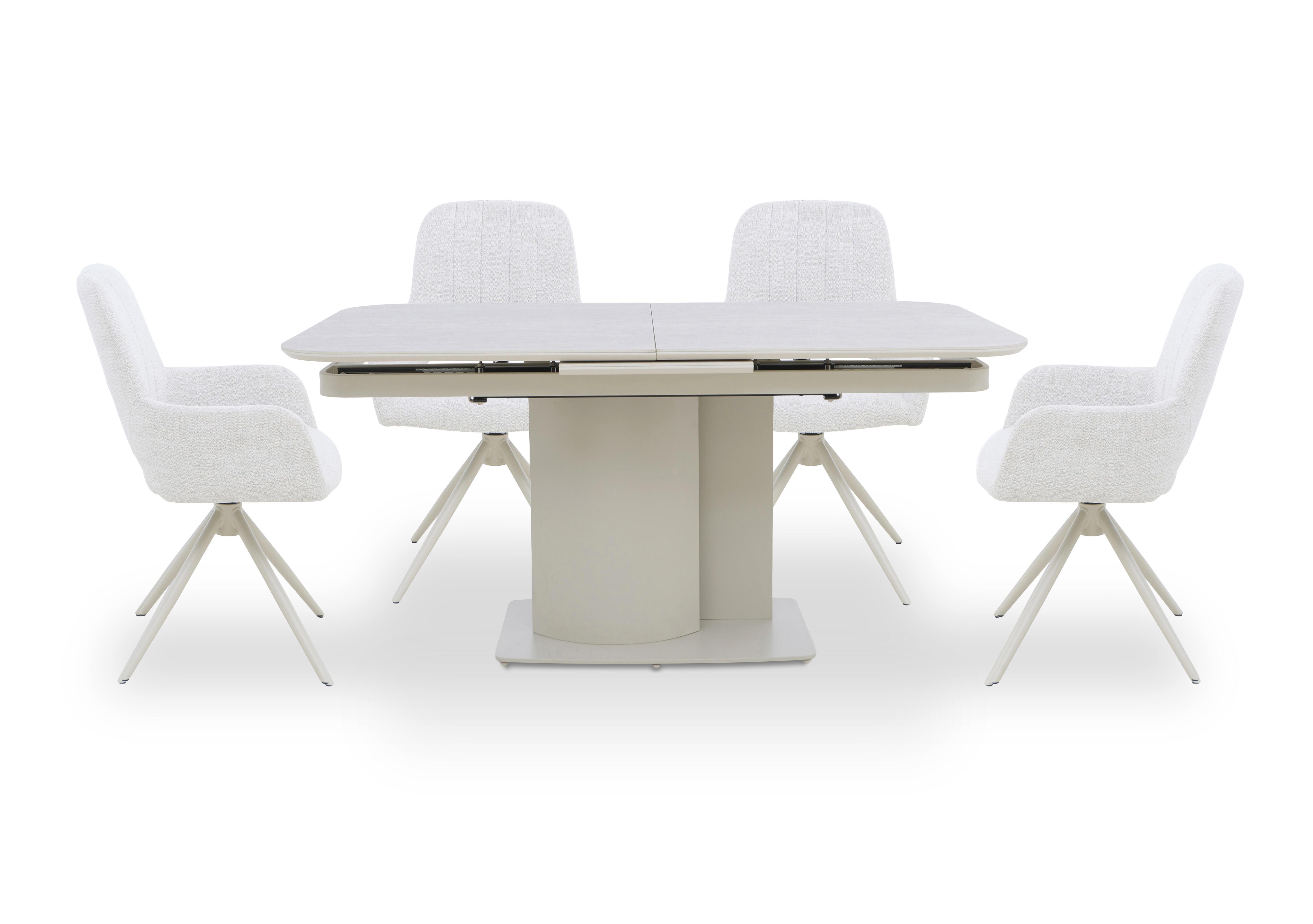 Pebble Pop Up Extending Dining Table and 4 Swivel Dining Arm Chairs in  on Furniture Village