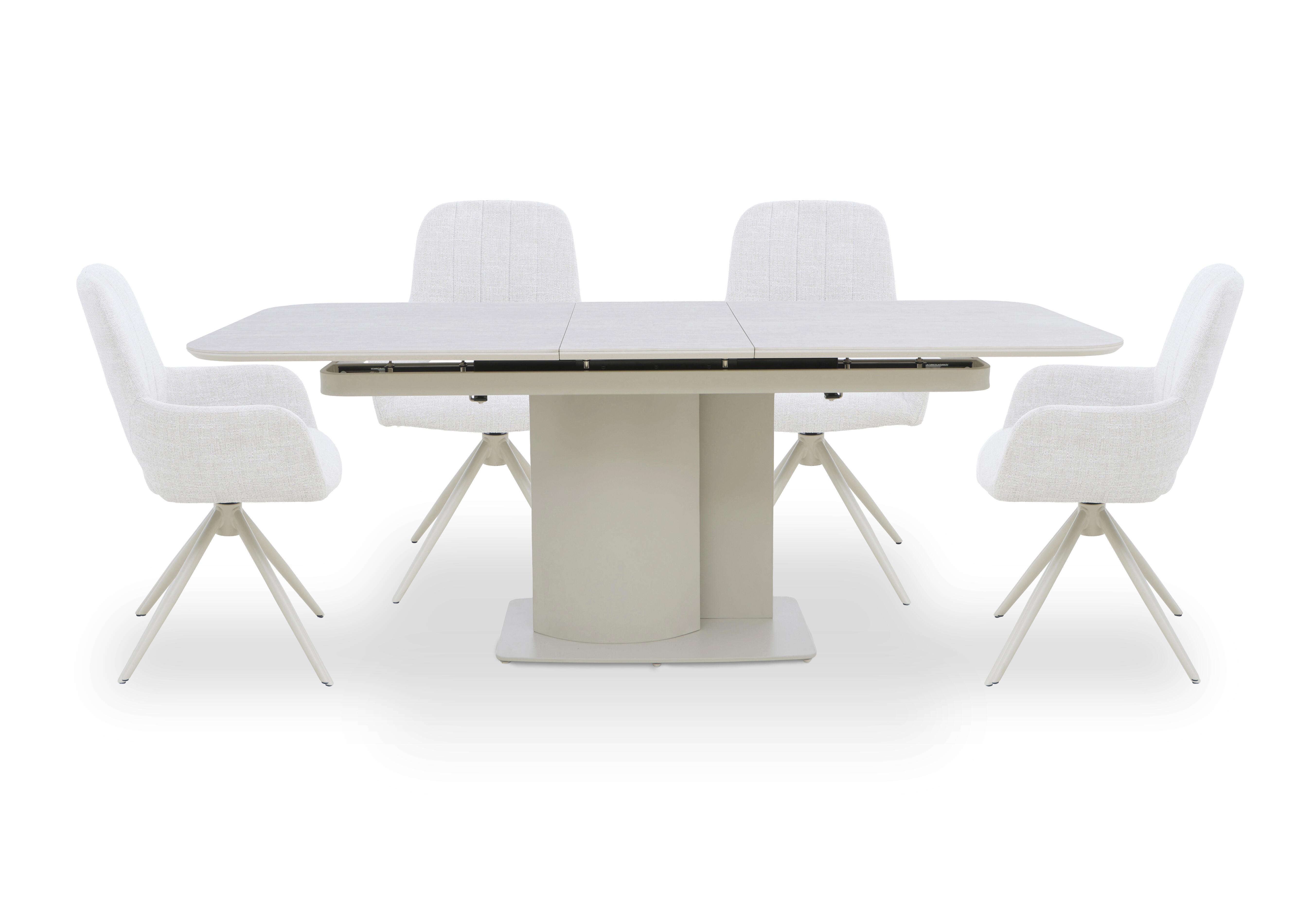 Pebble Pop Up Extending Dining Table and 4 Swivel Dining Arm Chairs in  on Furniture Village