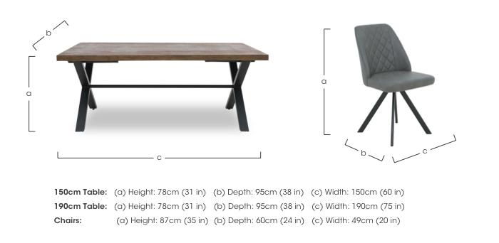 Jupiter Dining Table with X Shaped Legs and 4 Swivel Dining Chairs in  on Furniture Village