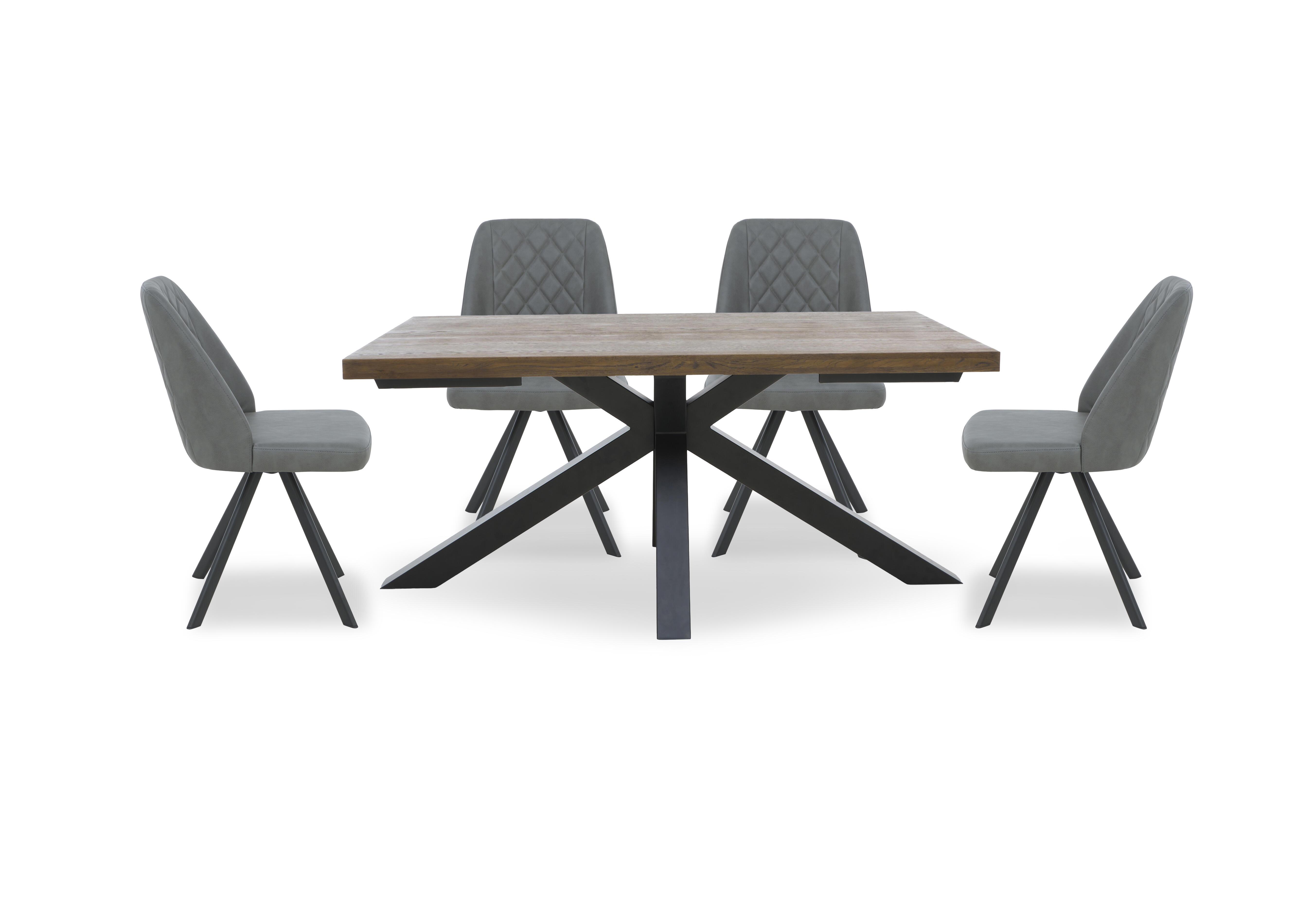 Jupiter Dining Table with Star Base and 4 Swivel Dining Chairs in Grey on Furniture Village