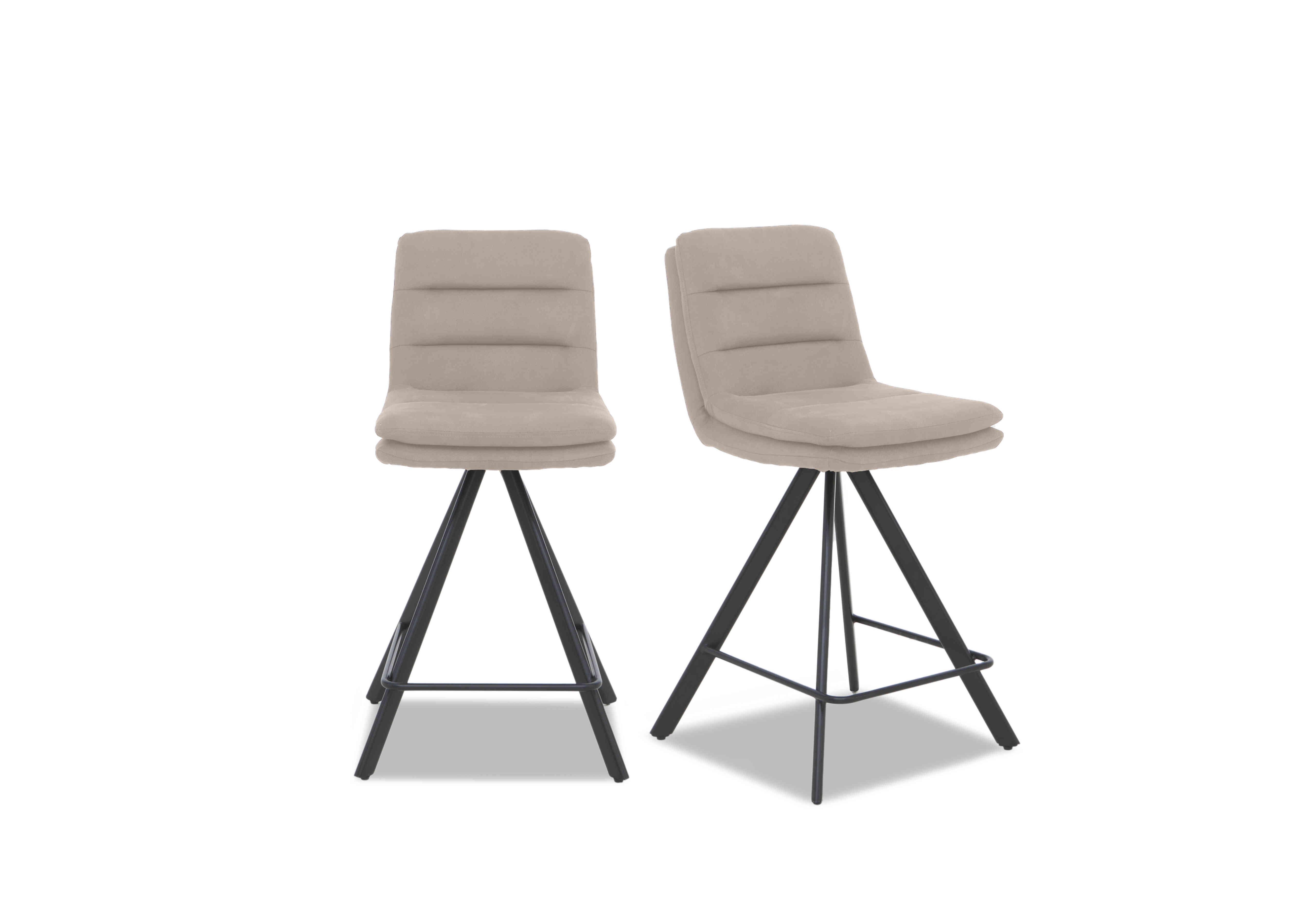 Njord Pair of Fabric Swivel Bar Stools in Sand on Furniture Village