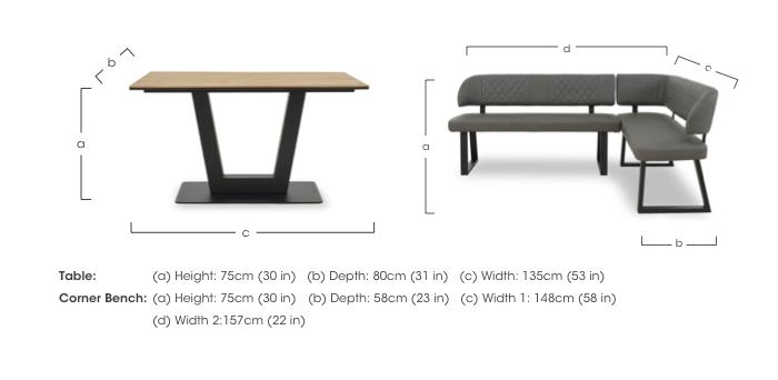Venus Dining Table and Right Hand Facing Corner Dining Bench in  on Furniture Village