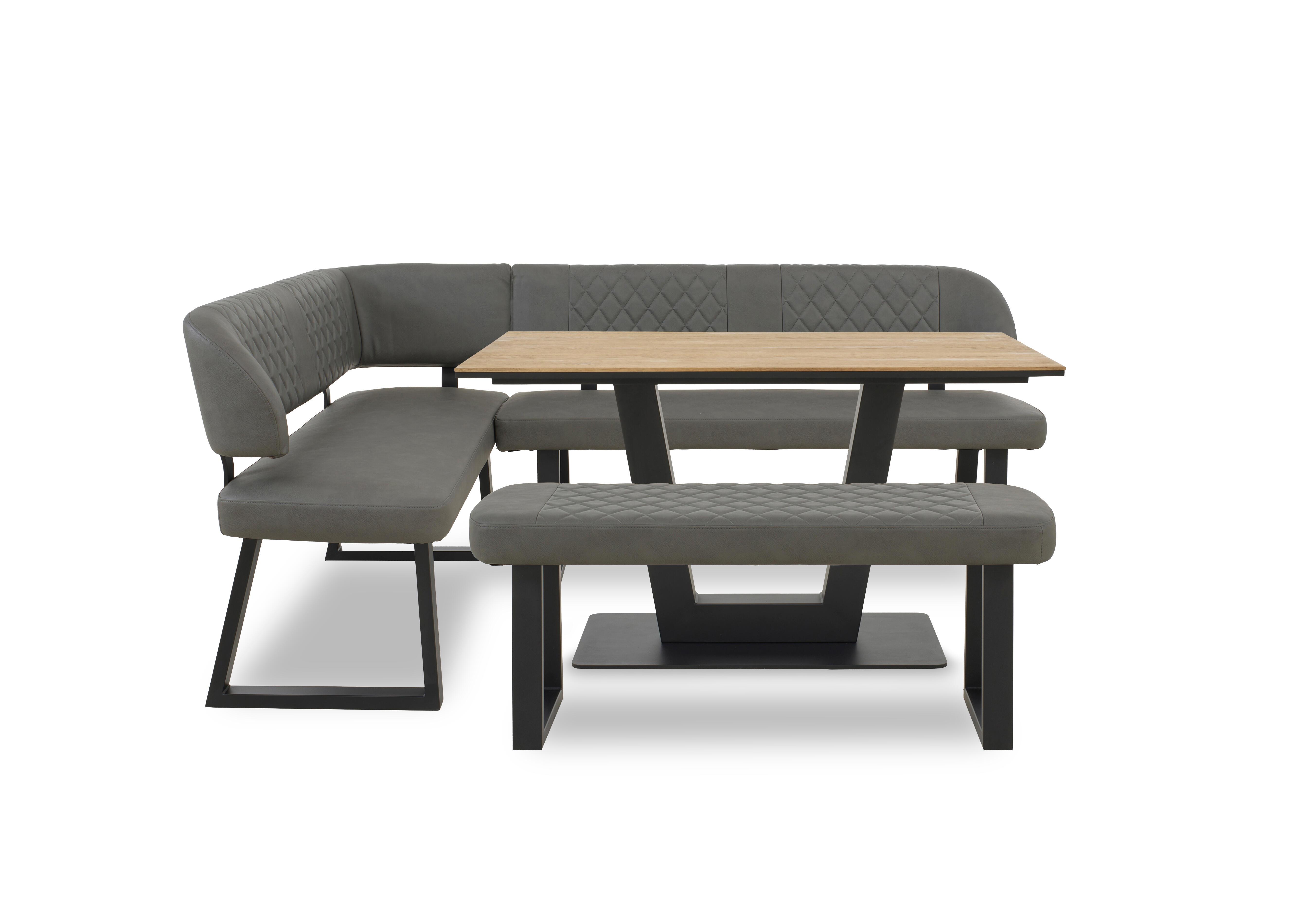 Venus Dining Table, Left Hand Facing Corner Dining Bench and Low Dining Bench in Grey - Earth on Furniture Village