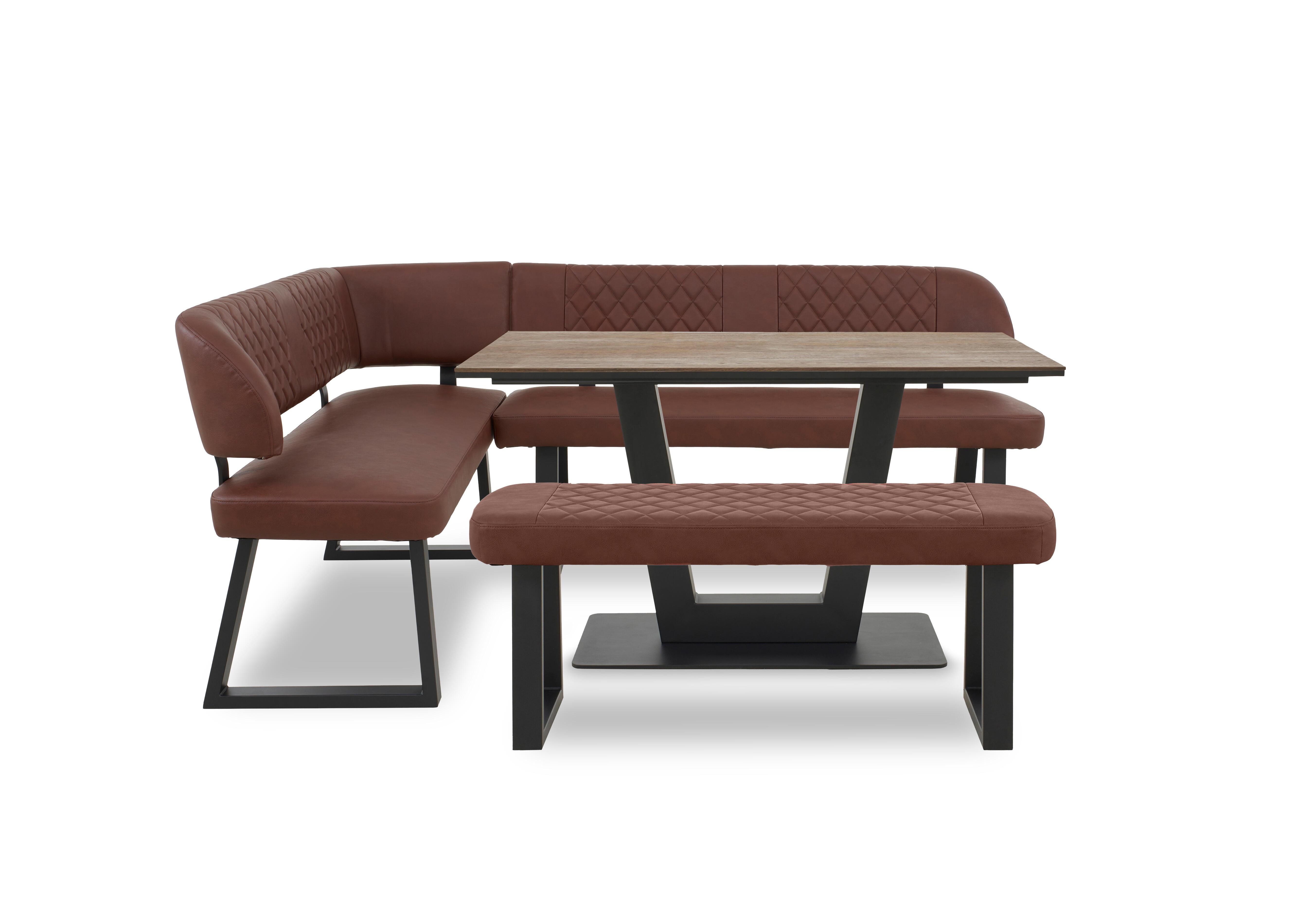 Venus Dining Table, Left Hand Facing Corner Dining Bench and Low Dining Bench in Tan - Jupiter on Furniture Village