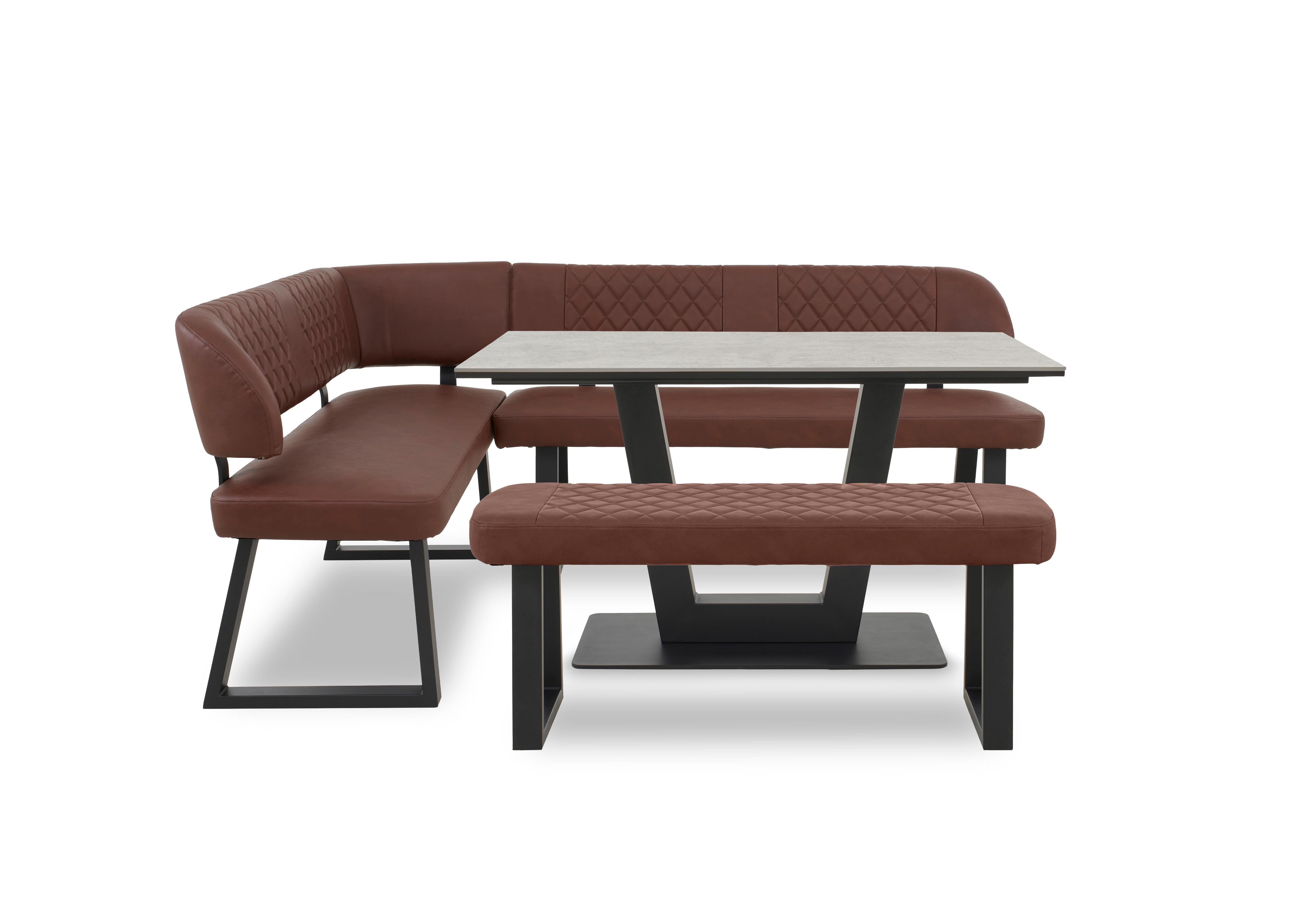 Venus Dining Table, Left Hand Facing Corner Dining Bench and Low Dining Bench in Tan - Moon on Furniture Village