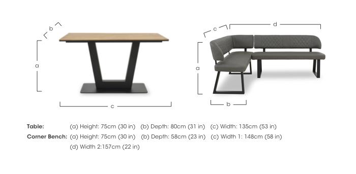 Venus Dining Table and Left Hand Facing Corner Dining Bench in  on Furniture Village