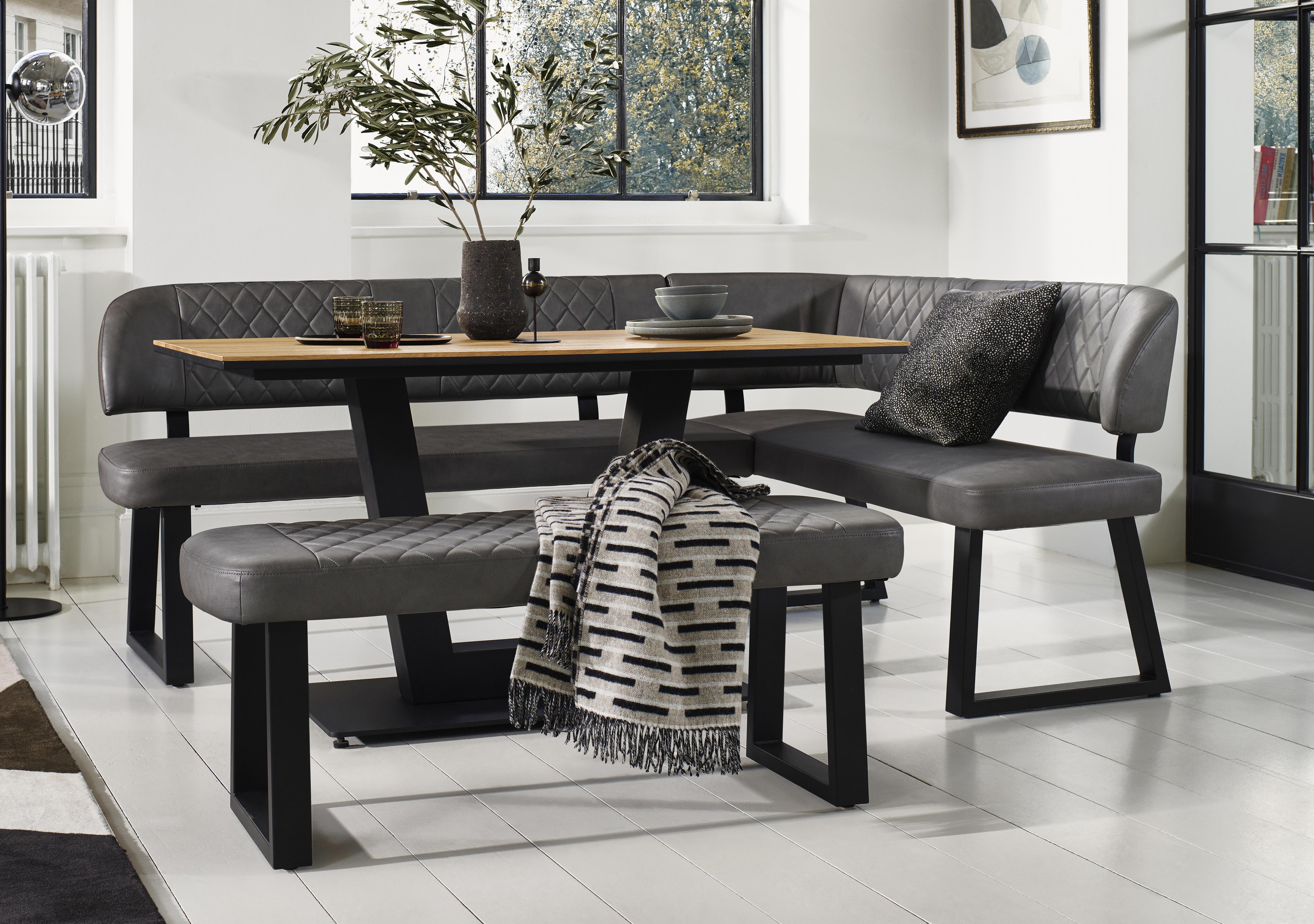 Venus Dining Table, Right Hand Facing Corner Dining Bench and Low Dining Bench in  on Furniture Village