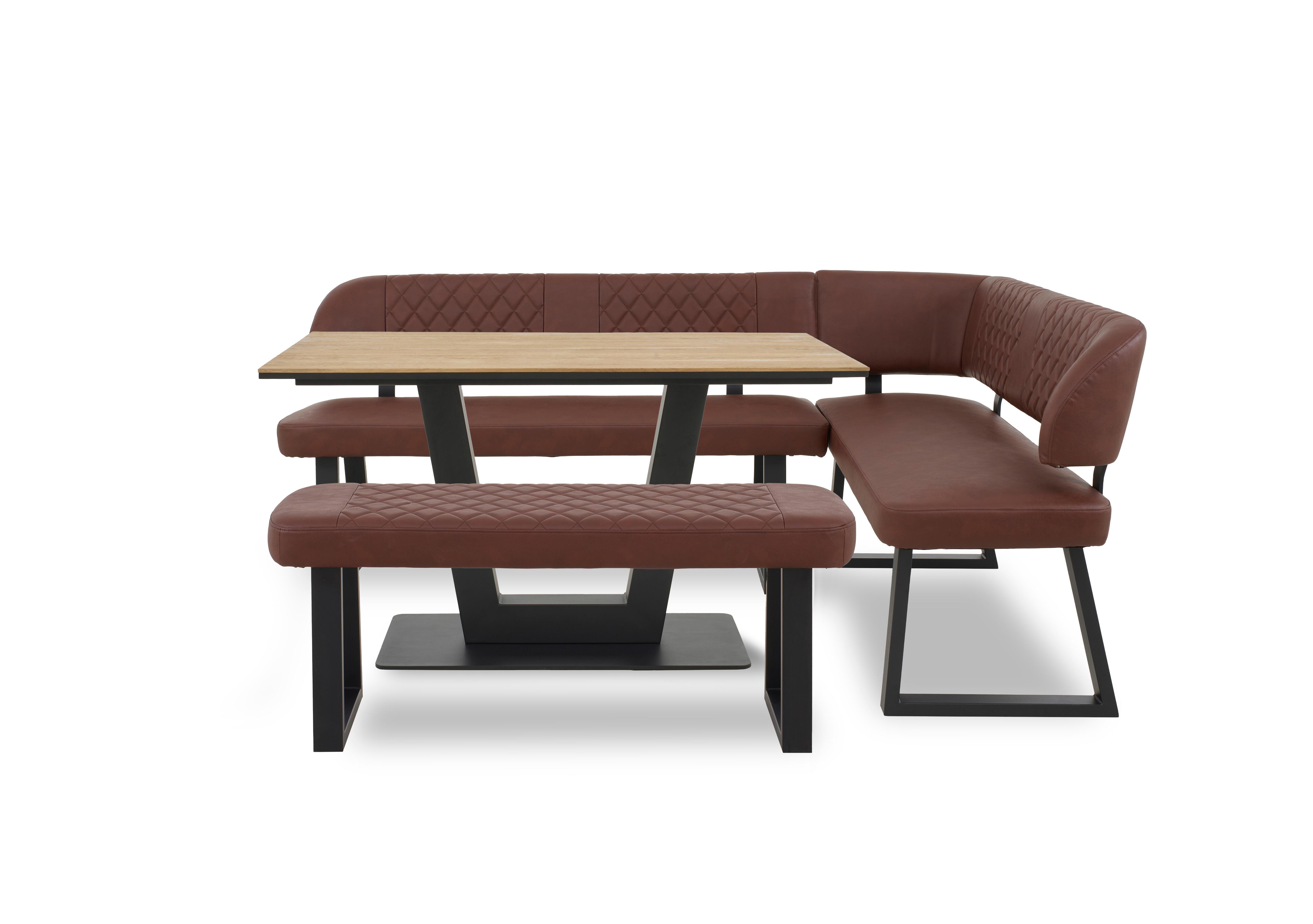 Venus Dining Table, Right Hand Facing Corner Dining Bench and Low Dining Bench in Tan - Earth on Furniture Village