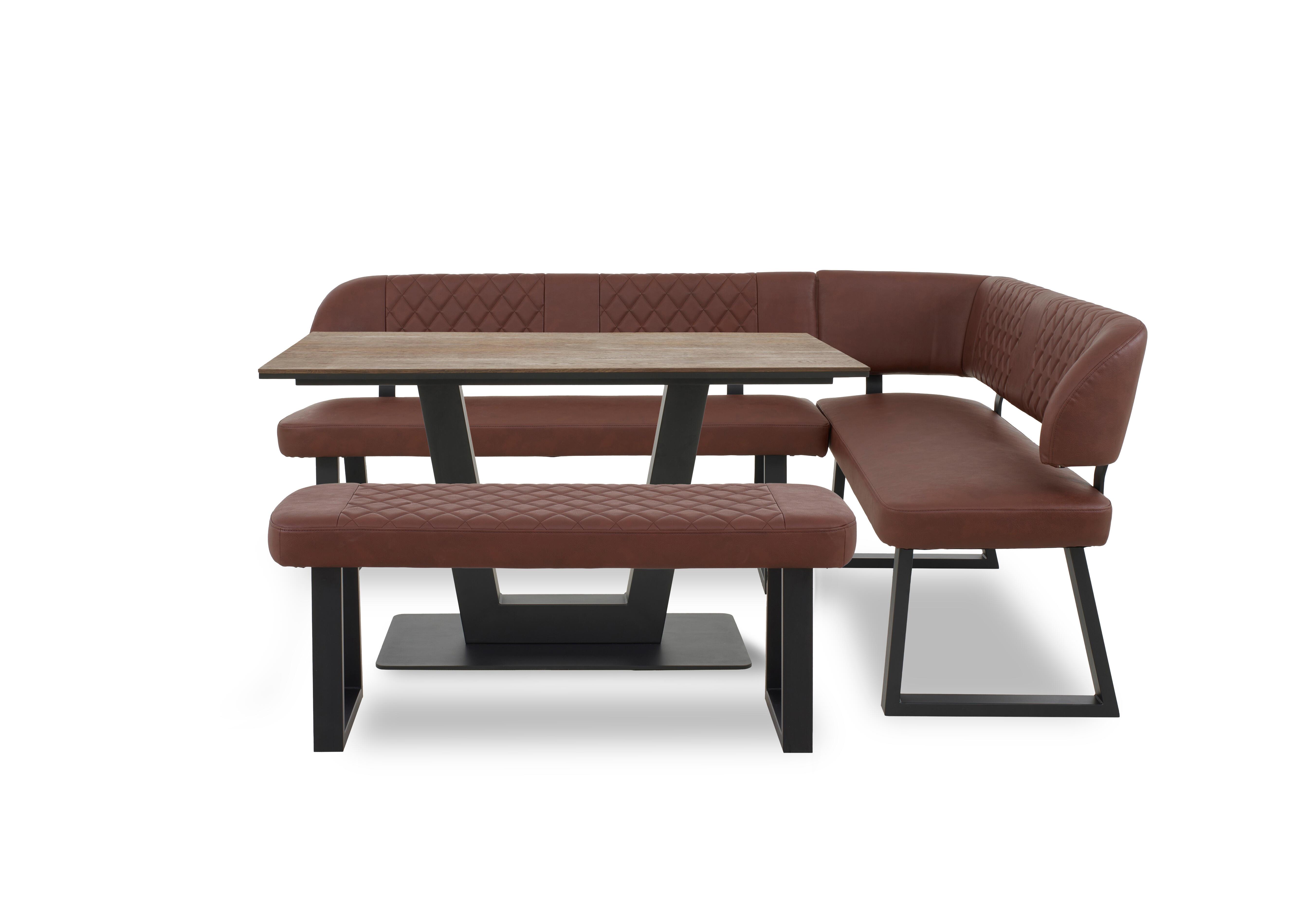 Venus Dining Table, Right Hand Facing Corner Dining Bench and Low Dining Bench in Tan - Jupiter on Furniture Village