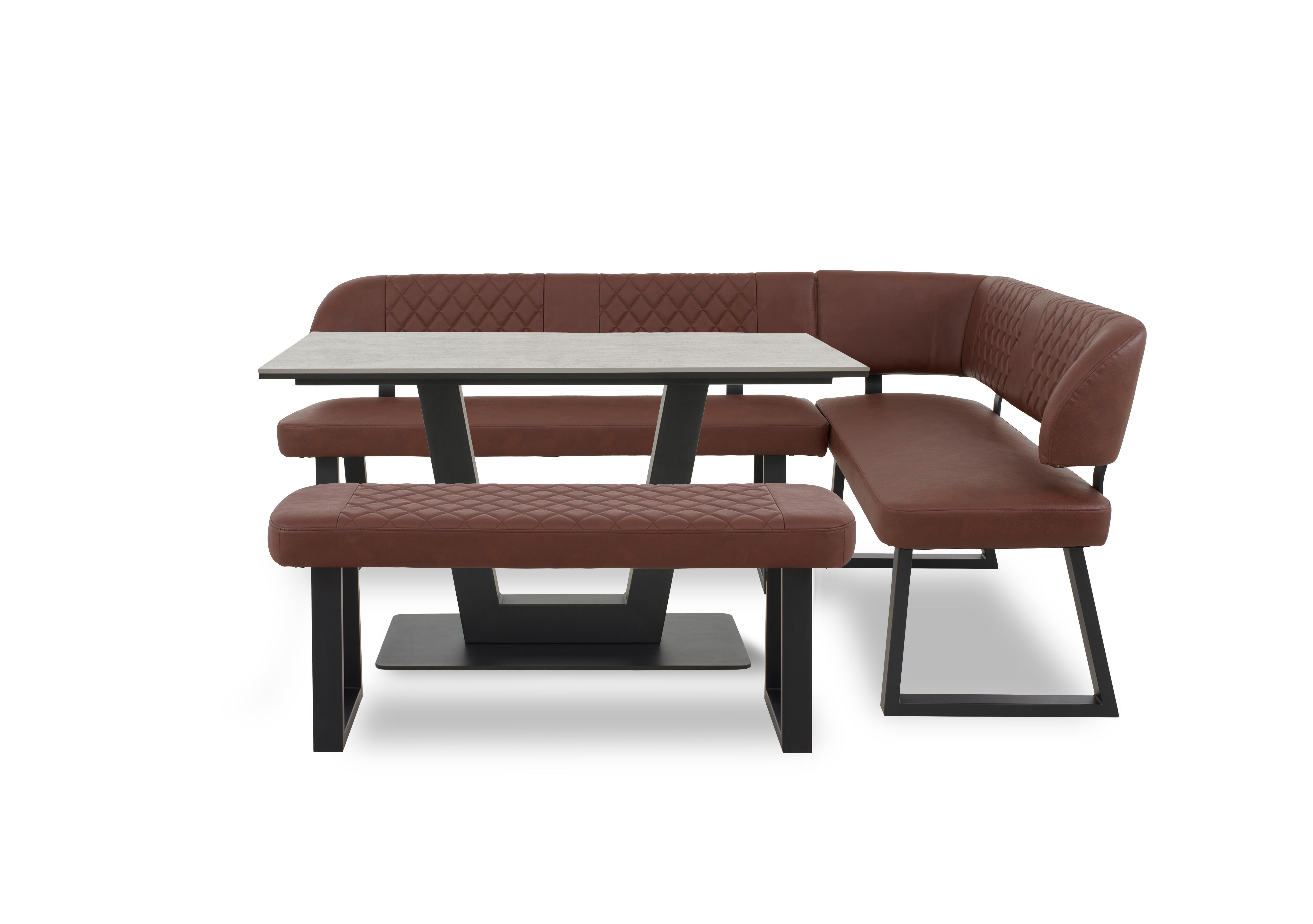 Venus Dining Table, Right Hand Facing Corner Dining Bench and Low Dining Bench in Tan - Moon on Furniture Village