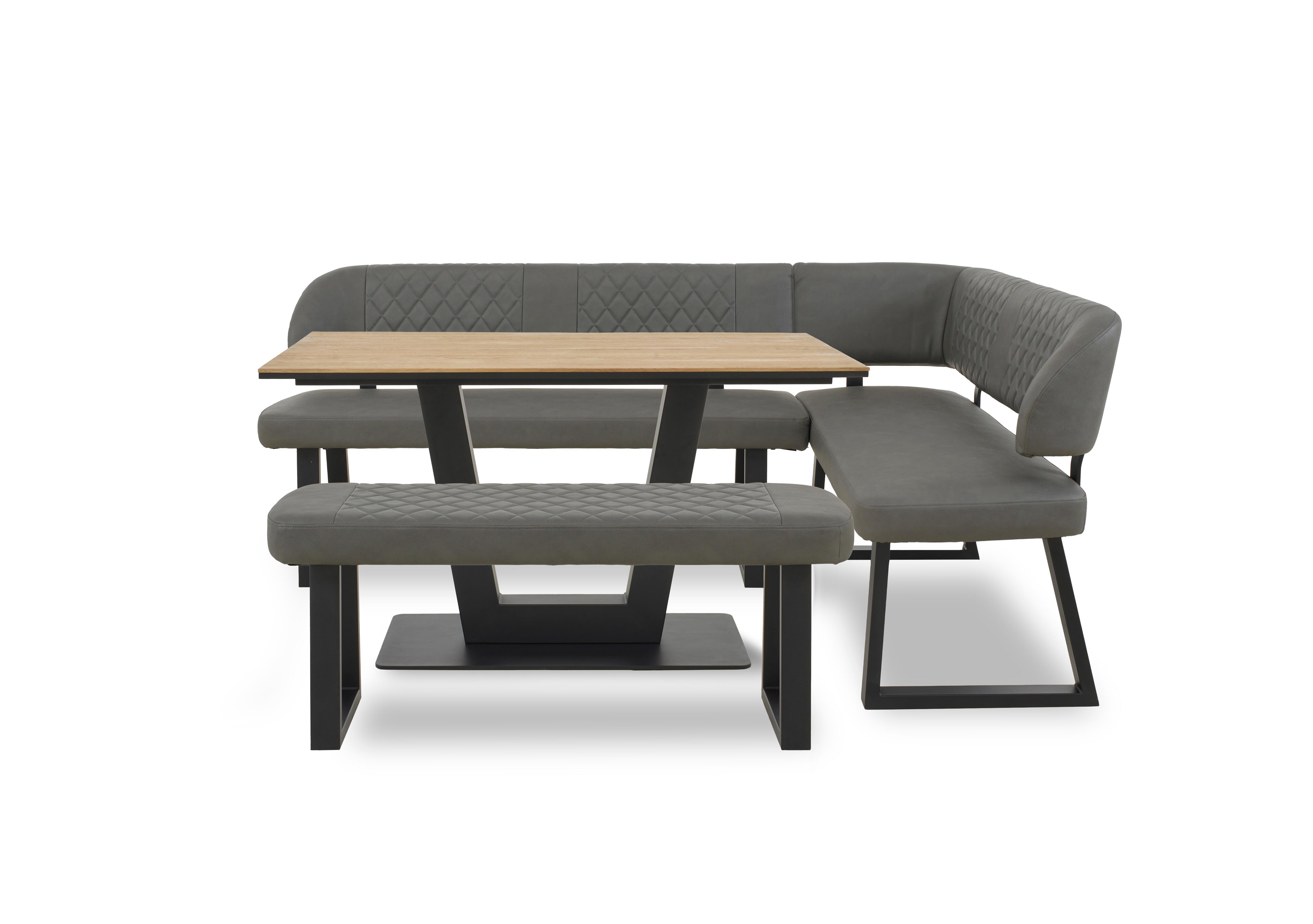 Venus Dining Table, Right Hand Facing Corner Dining Bench and Low Dining Bench in Grey - Earth on Furniture Village