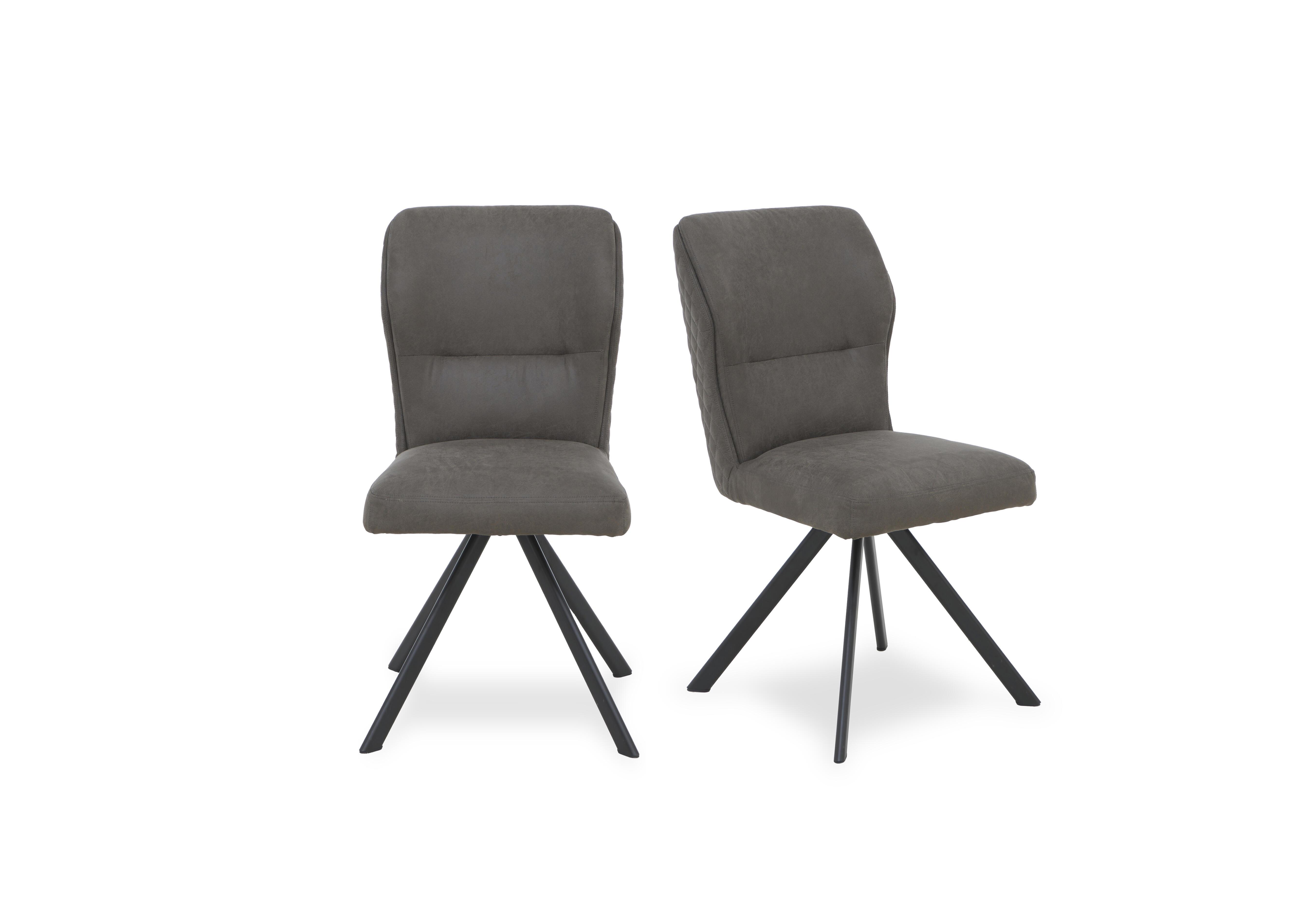 Terra Pair of Fabric Swivel Dining Chairs in Steel on Furniture Village