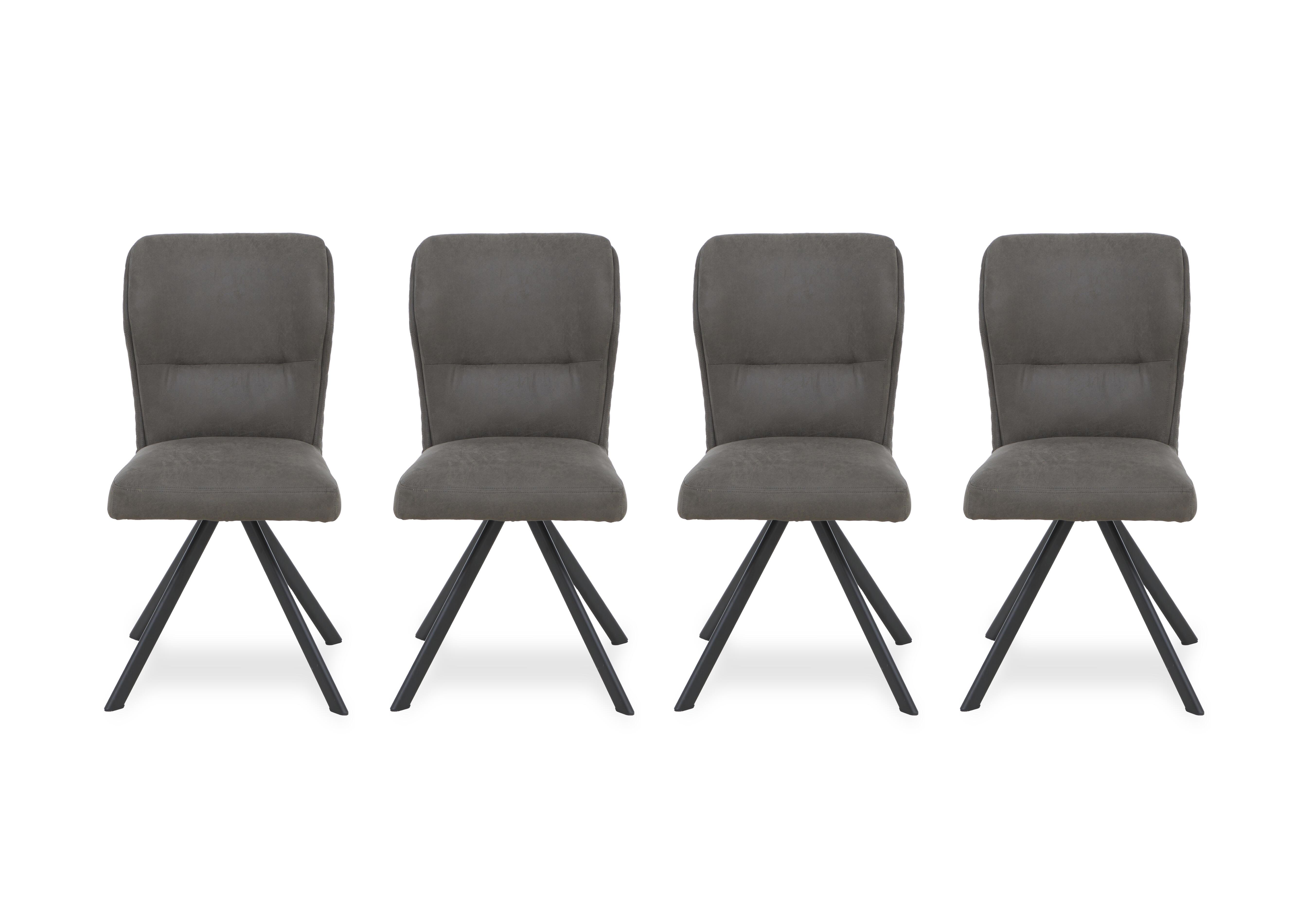 Terra Set of 4 Fabric Swivel Dining Chairs in Steel on Furniture Village