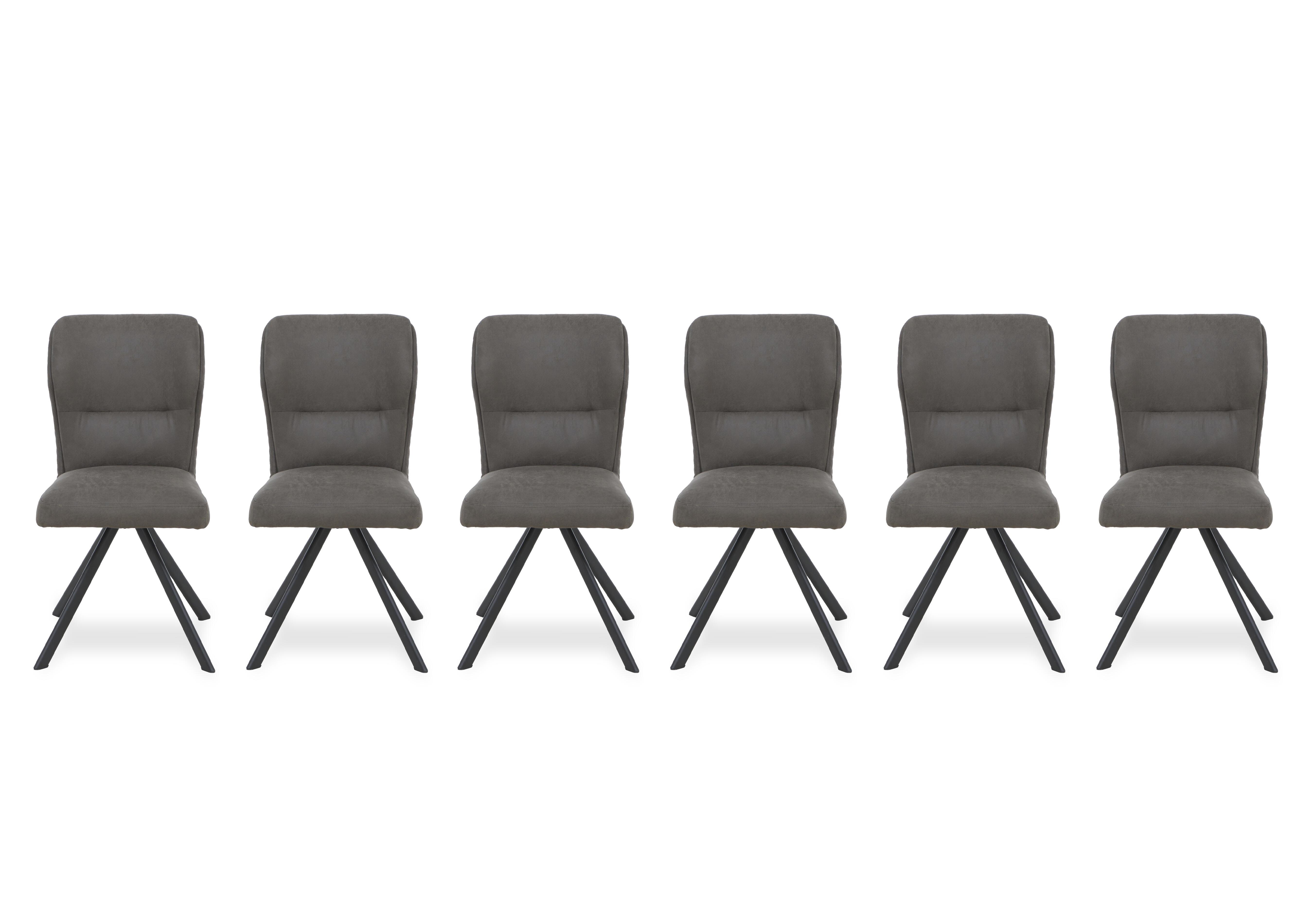 Terra Set of 6 Fabric Swivel Dining Chairs in Steel on Furniture Village