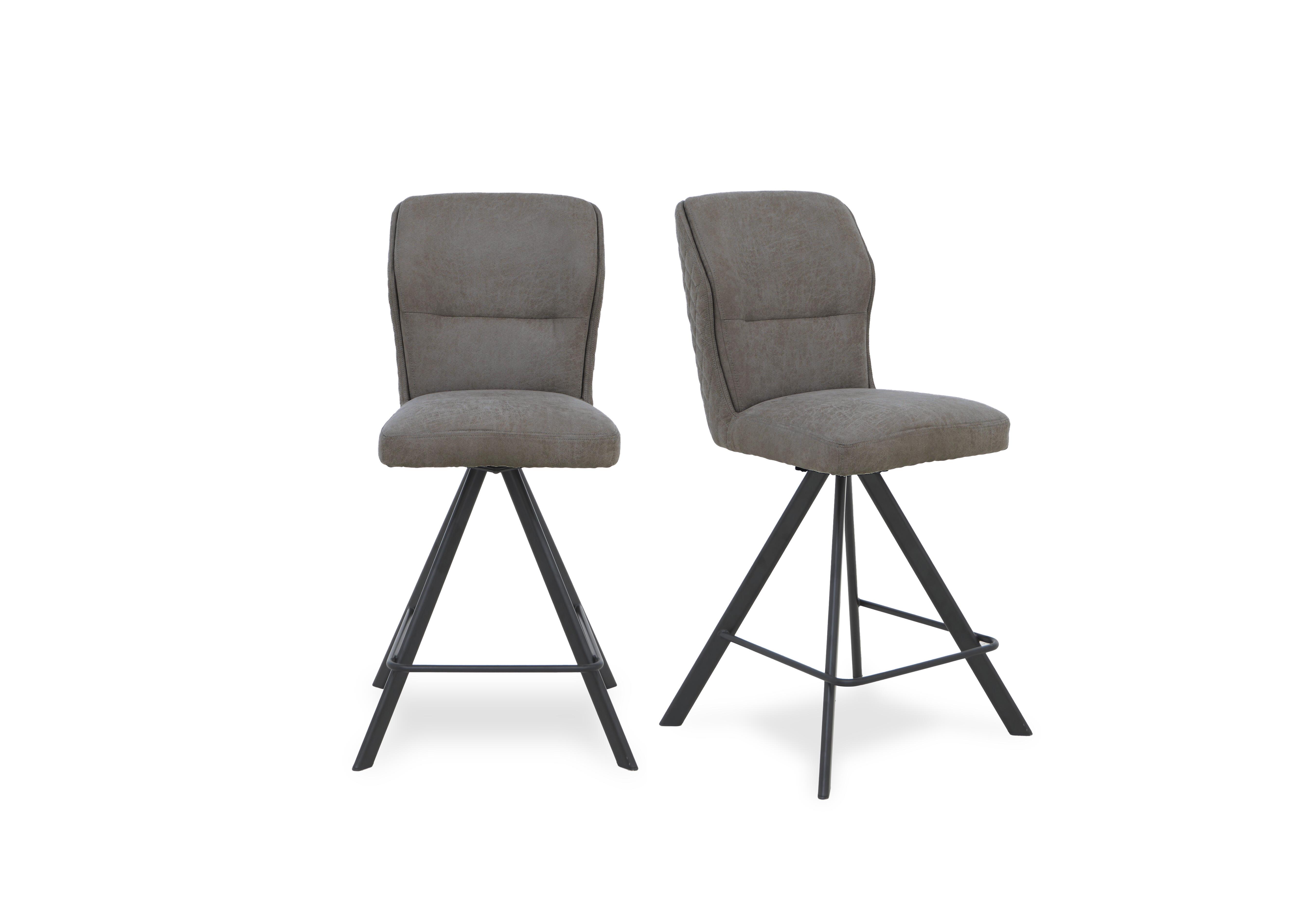 Terra Pair of Fabric Swivel Bar Stools in Steel on Furniture Village