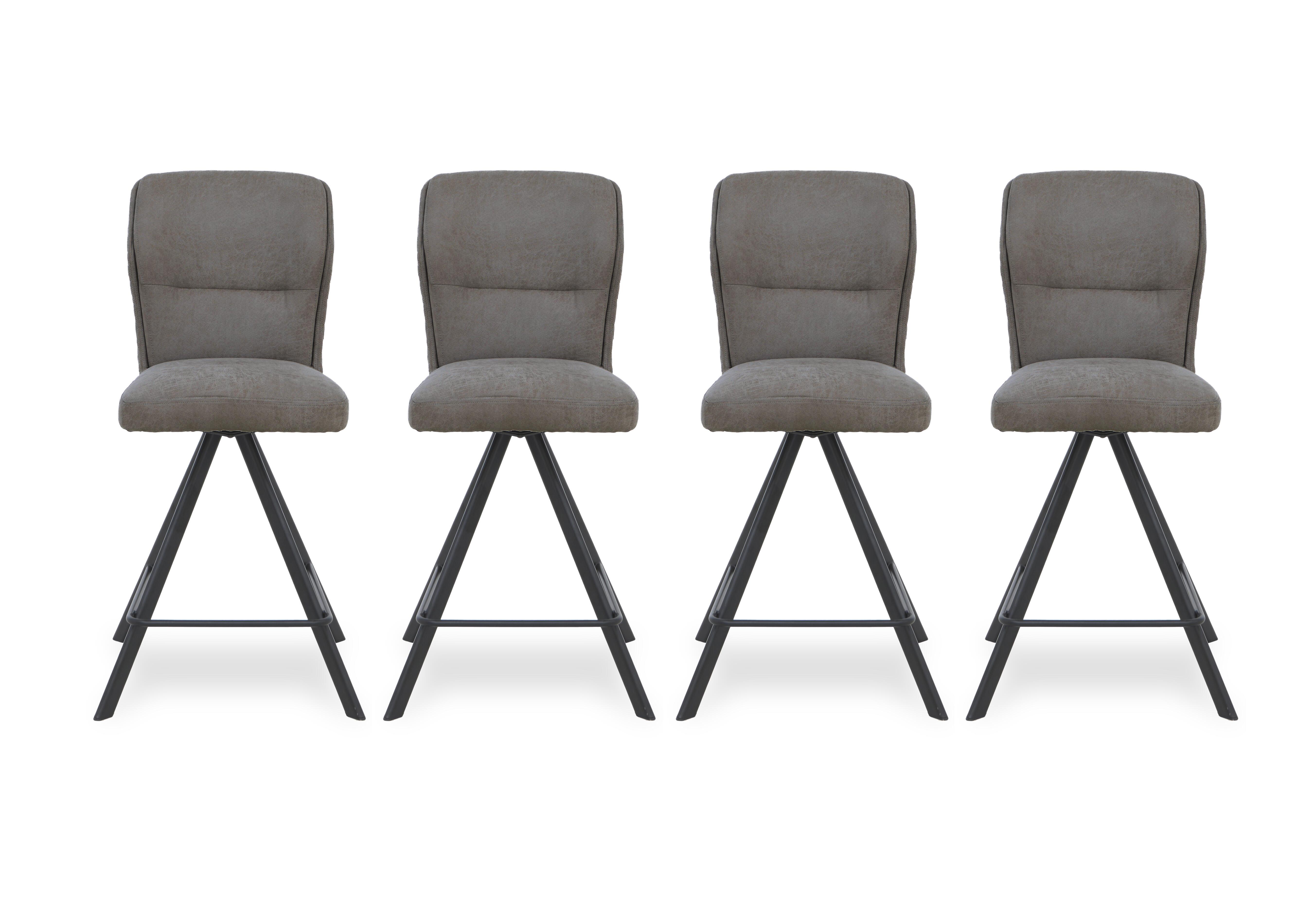 Terra Set of 4 Fabric Swivel Bar Stools in Steel on Furniture Village