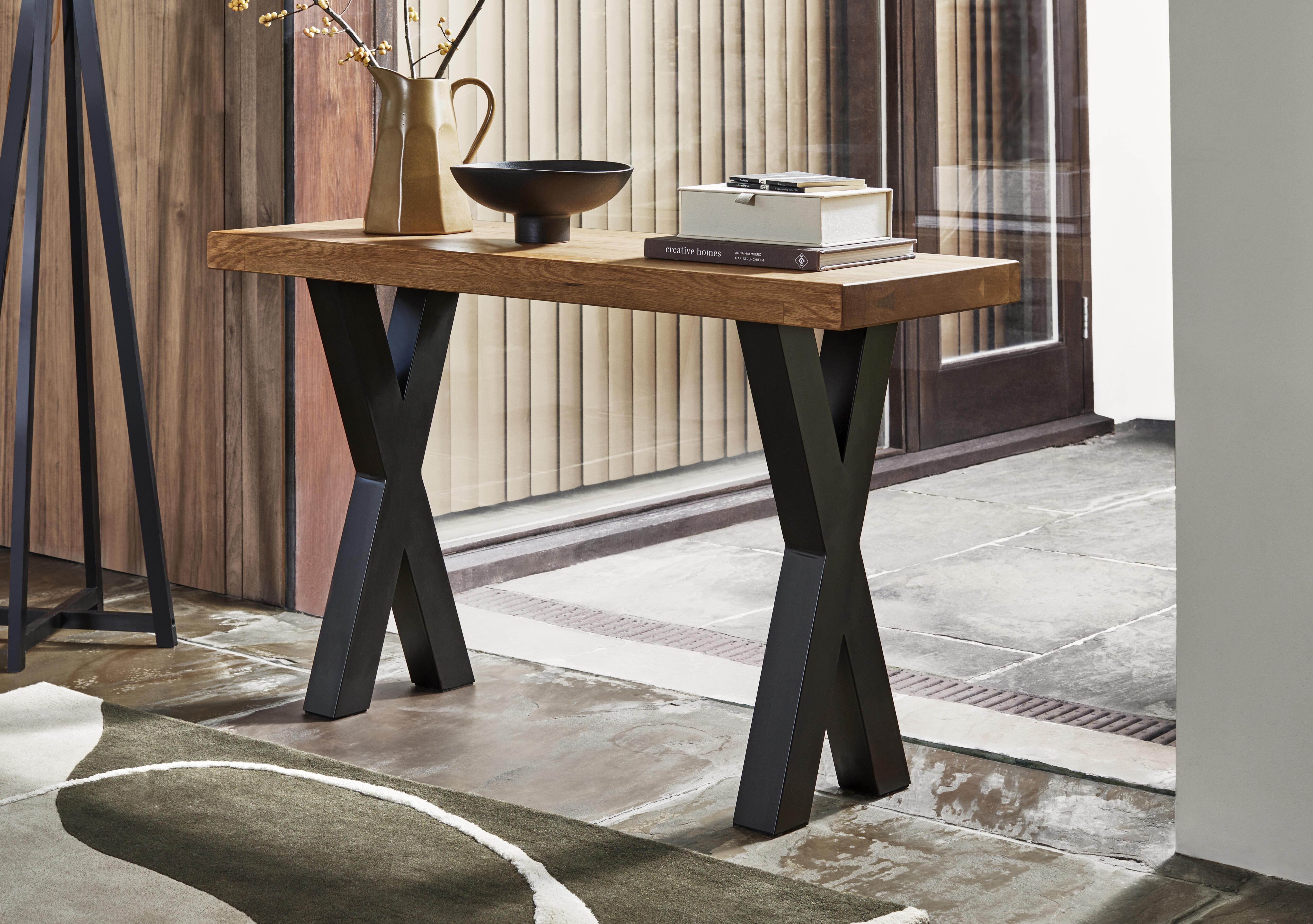 Terra Straight Edge Console Table with X Shaped Legs in  on Furniture Village