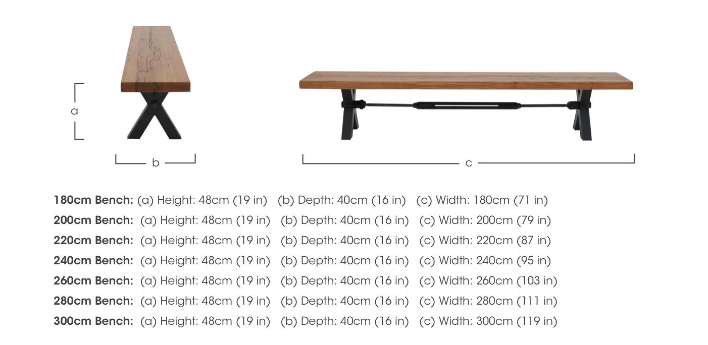 Terra Dining Bench with Tension Bolt X-Leg in  on Furniture Village