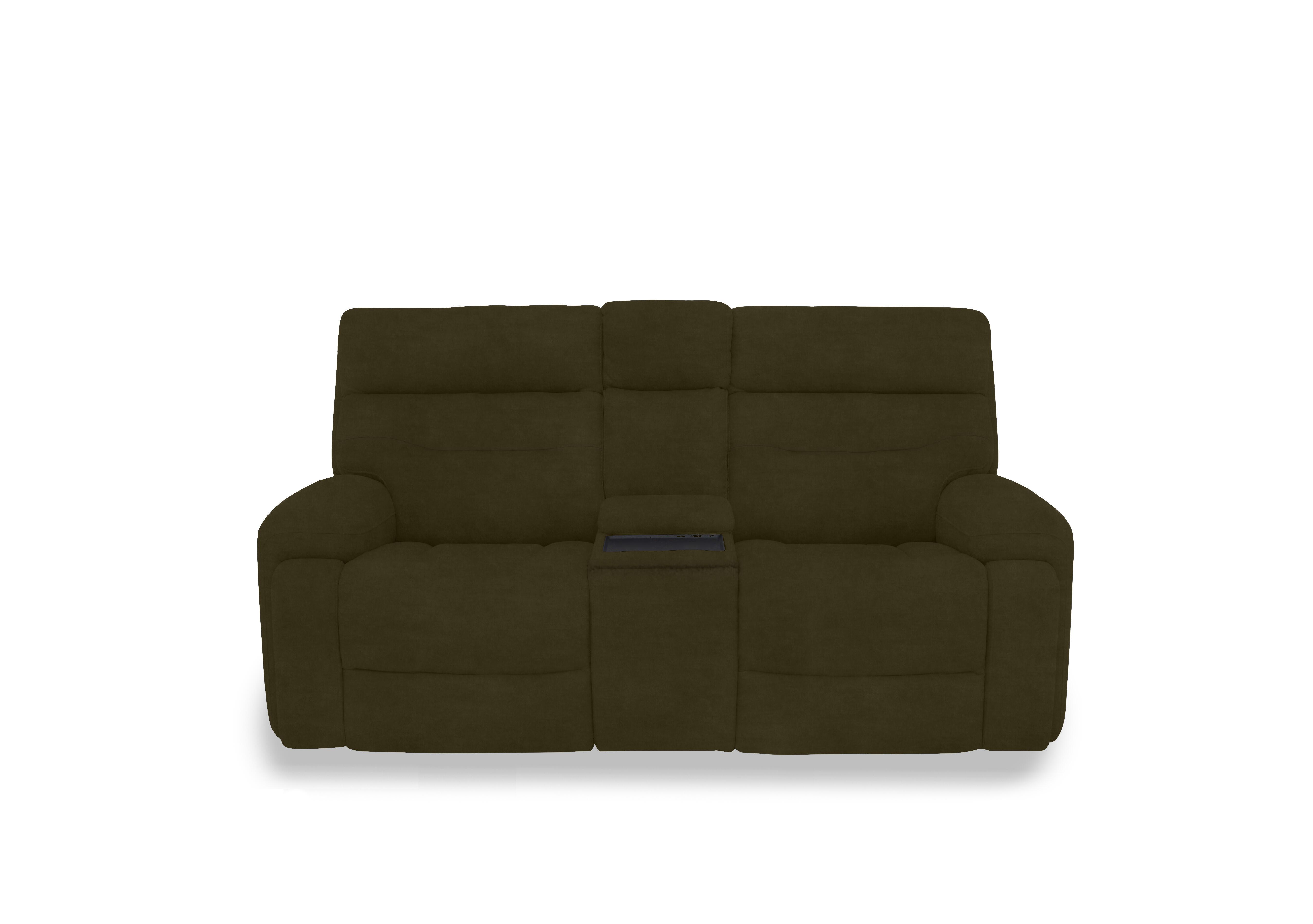 Cinemax Fabric 2 Seater Media Console Power Recliner Sofa with Power Headrests in Bianca Olive Bc-0101 on Furniture Village