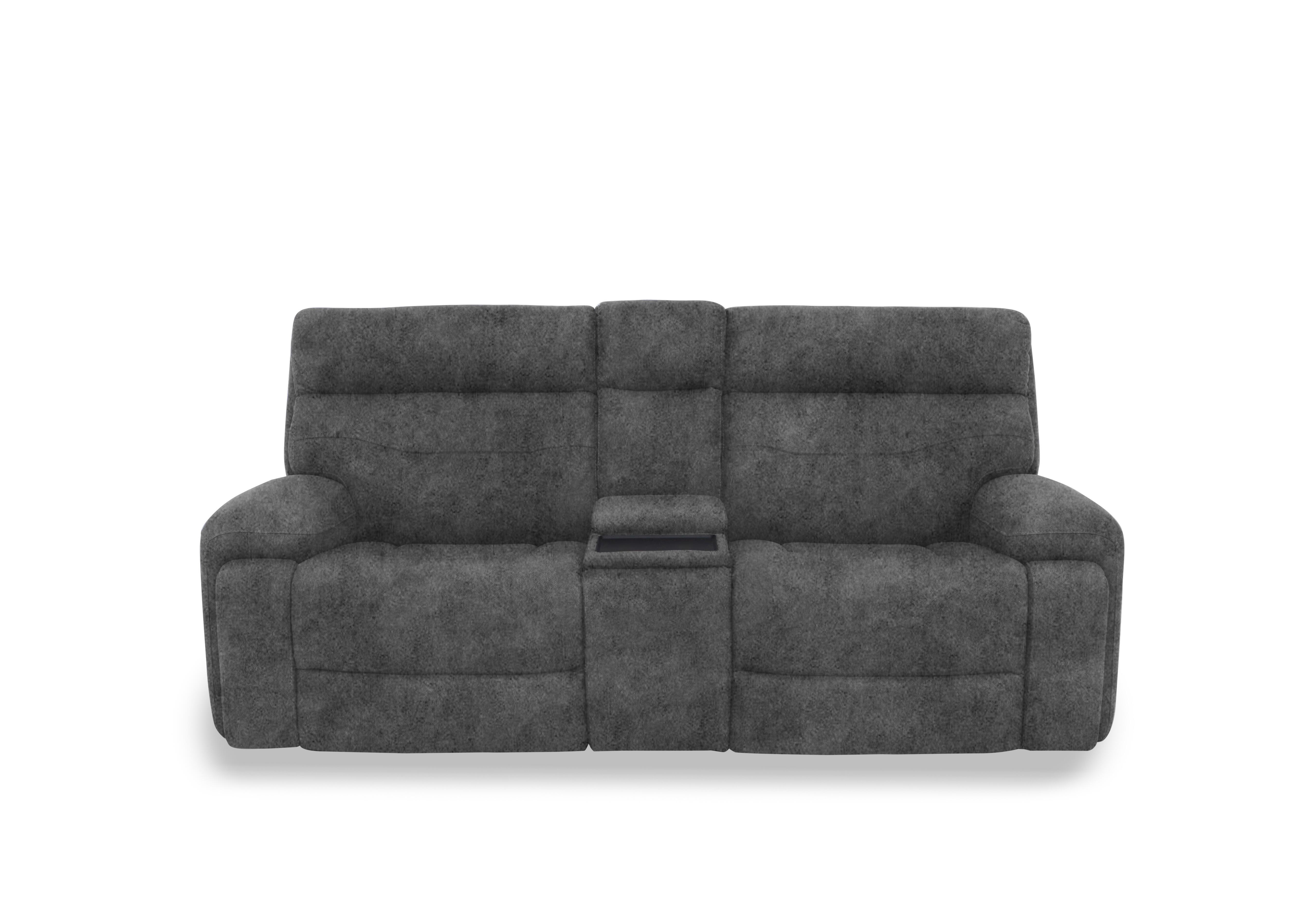 Cinemax Fabric 3 Seater Media Console Power Recliner Sofa with Power Headrests in Marque Seal Grey Mq-0106 on Furniture Village