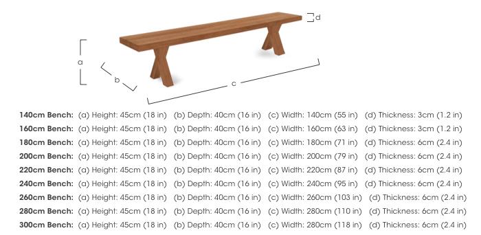Njord Dining Bench with Wooden X Shaped Legs in  on Furniture Village