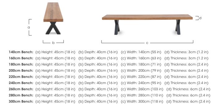Njord Dining Bench with Metal X Shaped Legs in  on Furniture Village