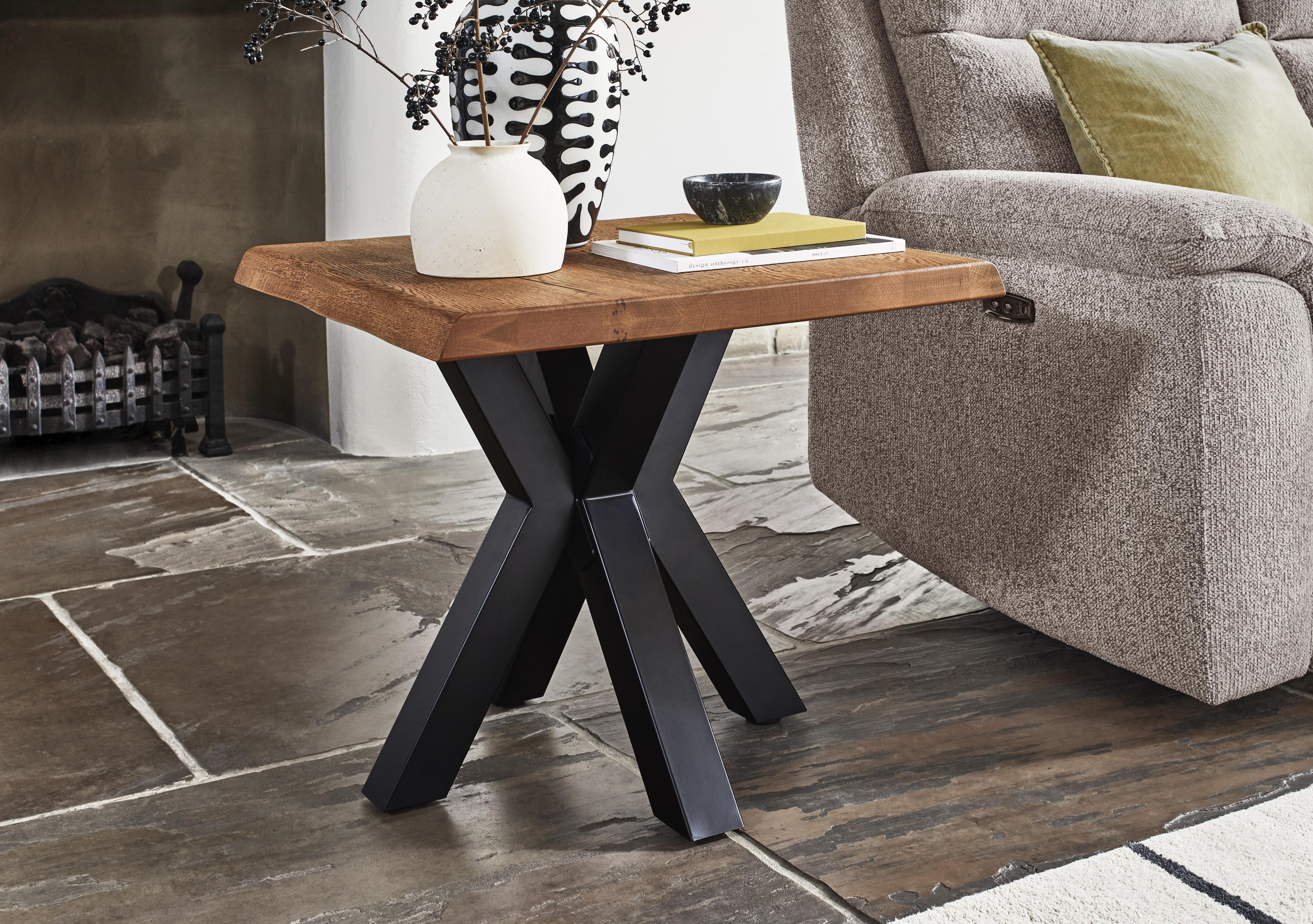 Njord Raw Edge Lamp Table with Metal Star Base in  on Furniture Village