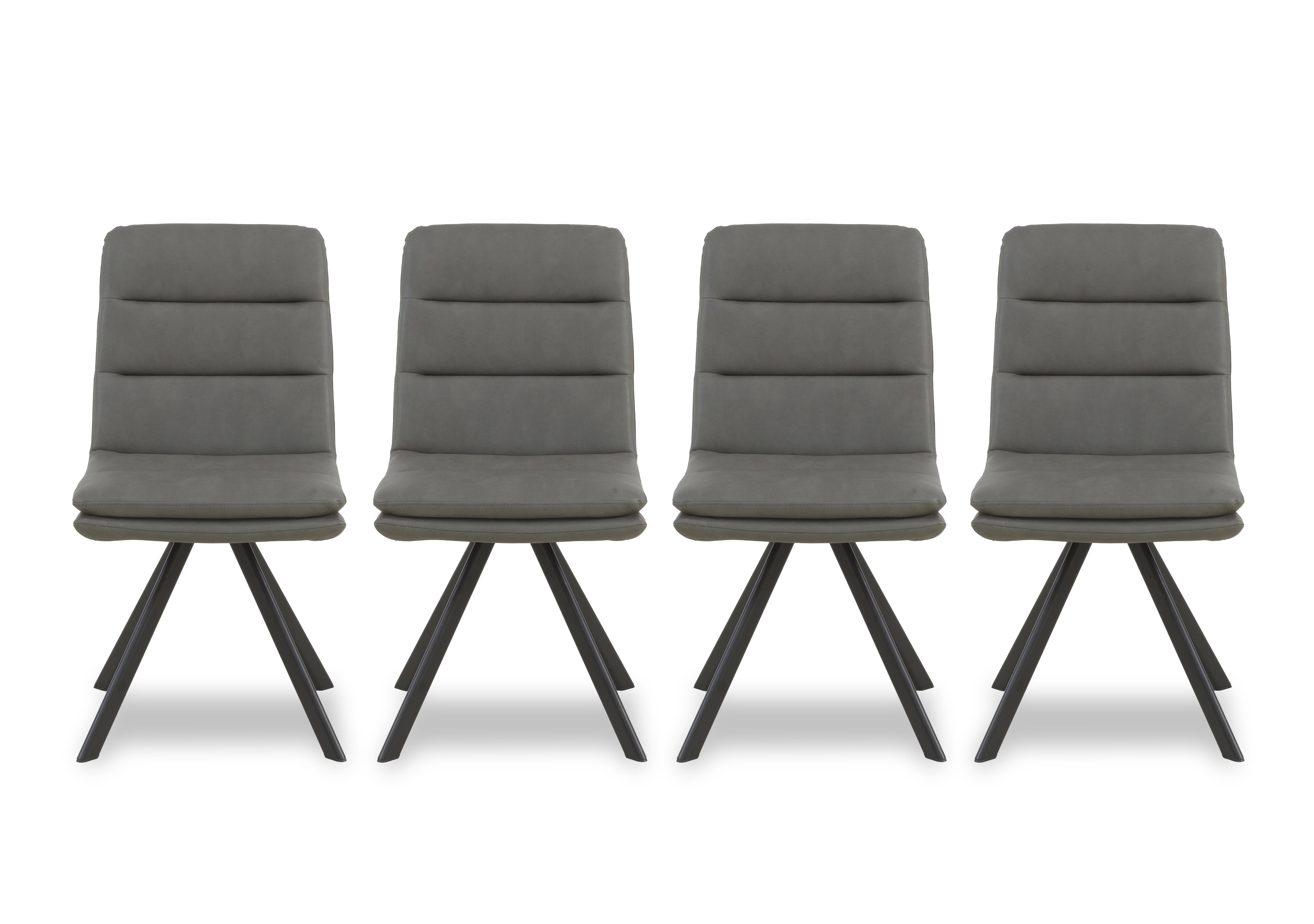 Njord Set of 4 Faux Leather Swivel Dining Chairs in Grey on Furniture Village