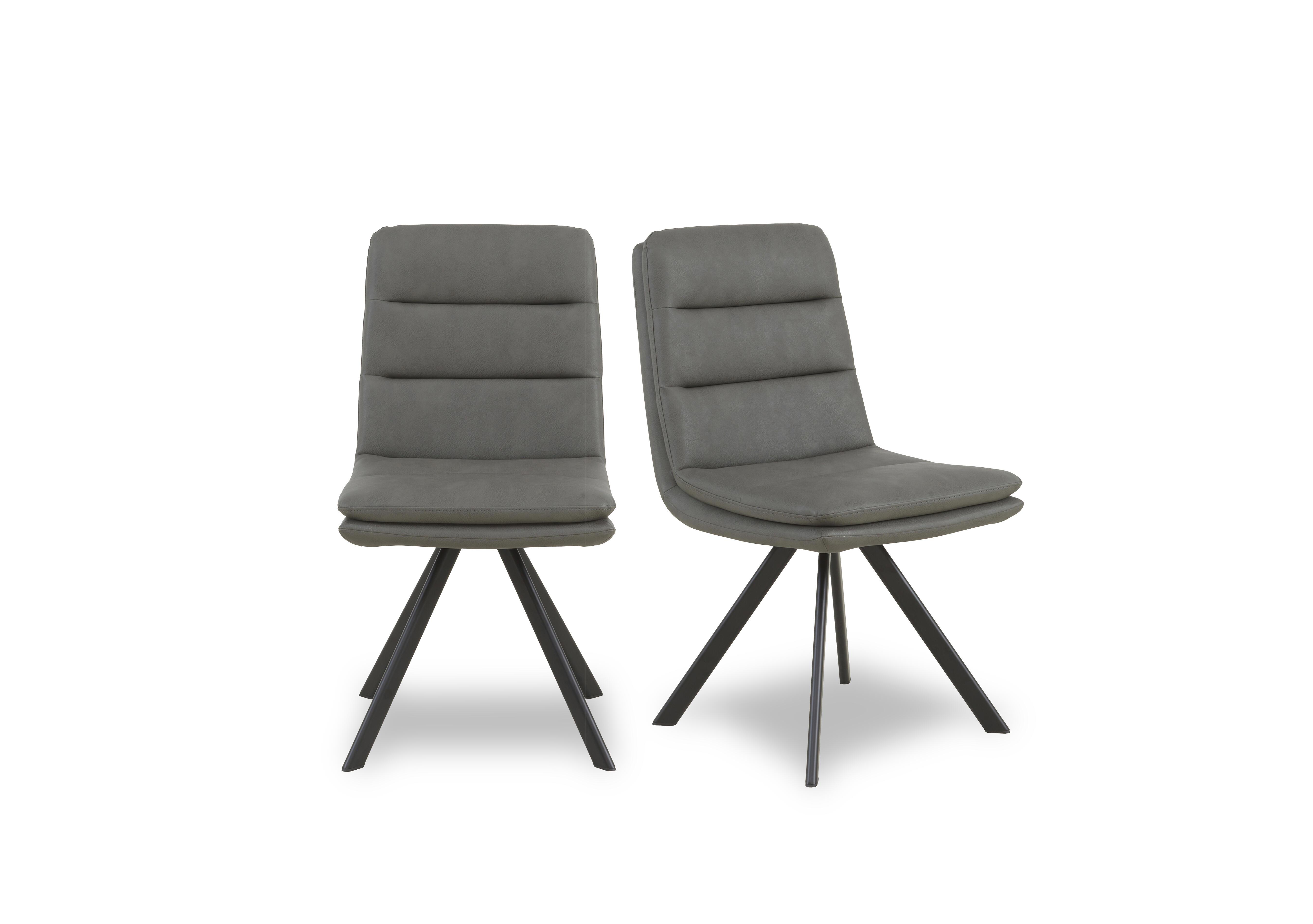 Njord Pair of Faux Leather Swivel Dining Chairs in Grey on Furniture Village