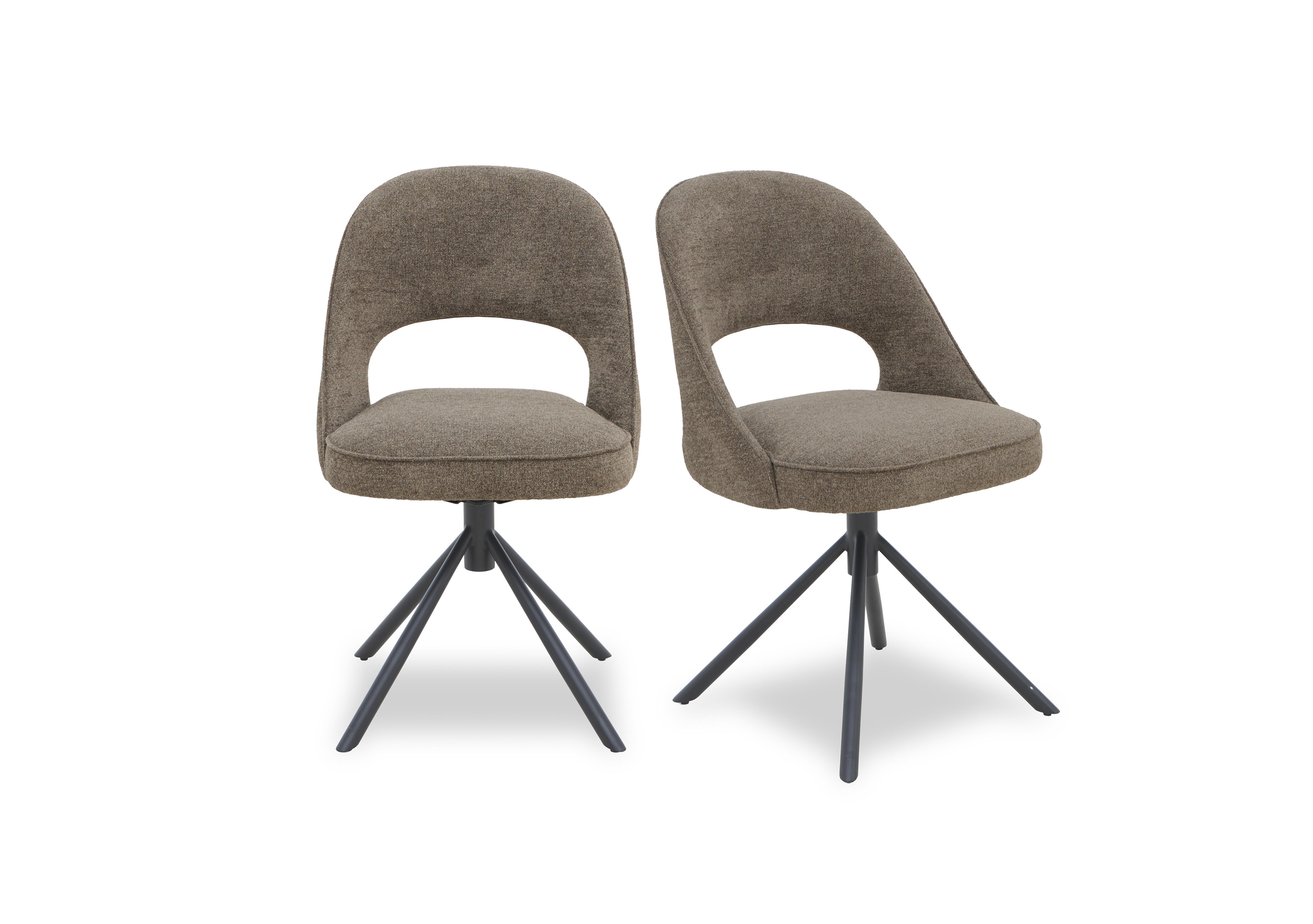 Tiber Pair of Swivel Dining Chairs in Truffle on Furniture Village