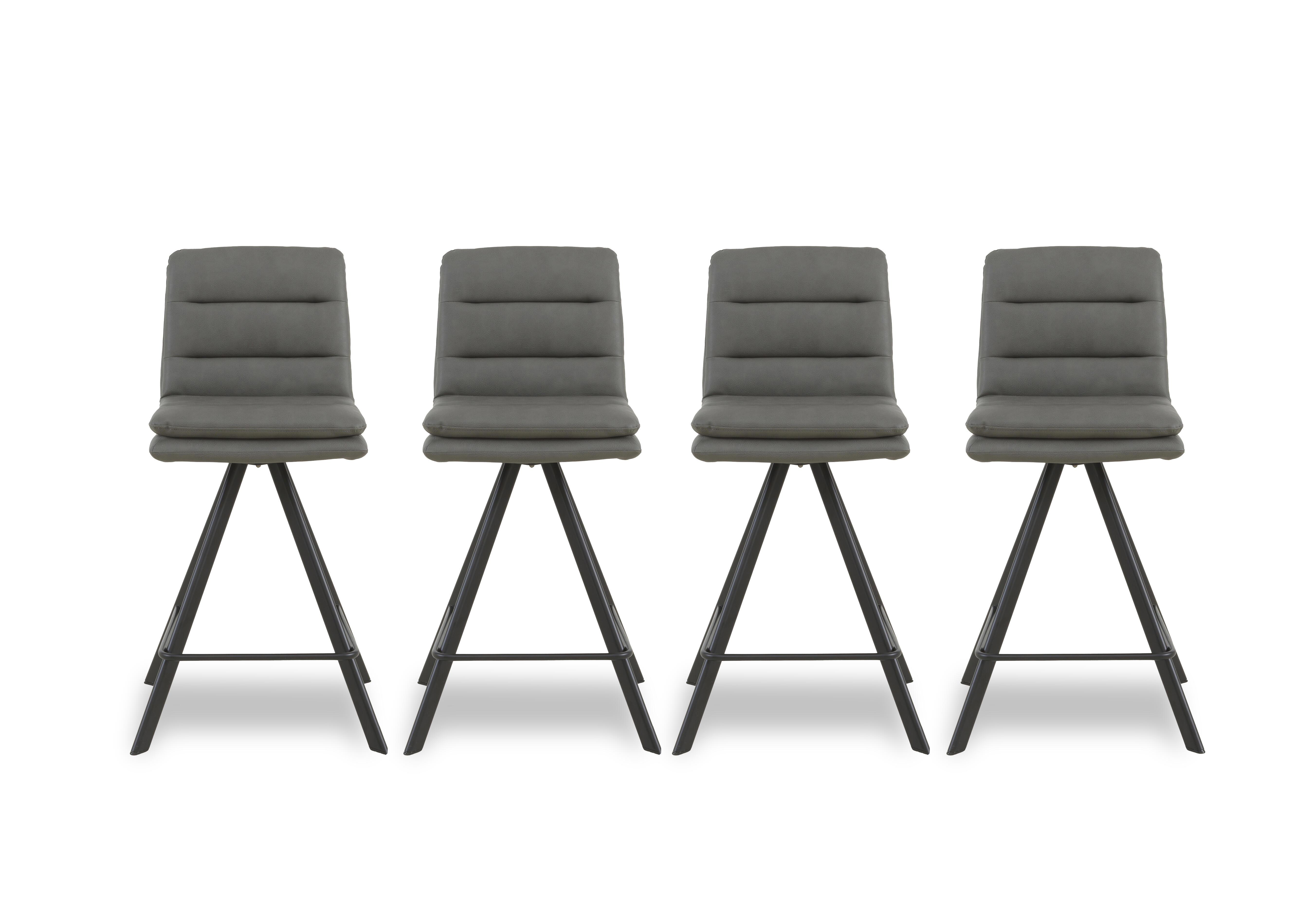 Njord Set of 4 Faux Leather Swivel Bar Stools in Grey on Furniture Village