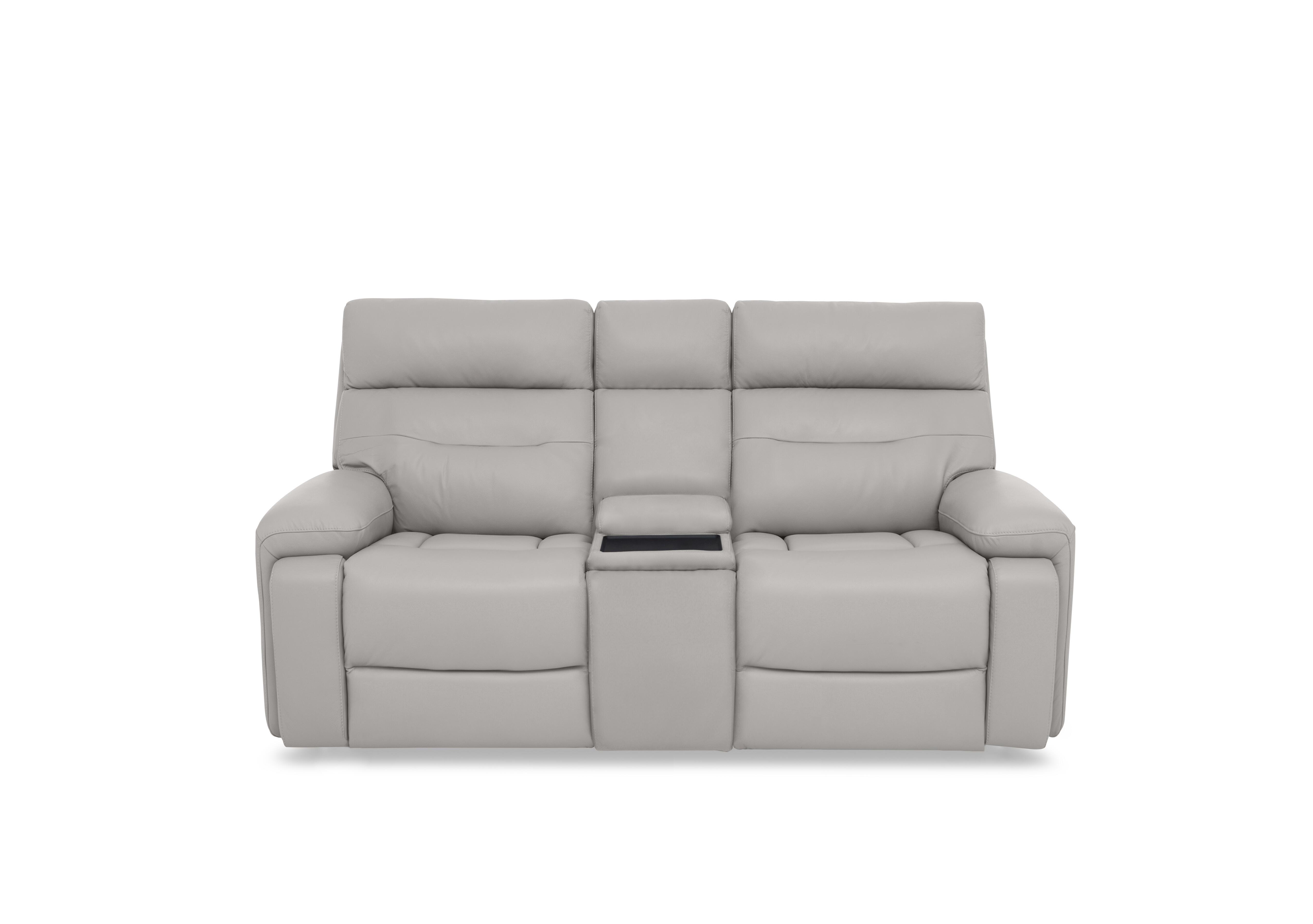 Cinemax Leather 2 Seater Media Console Power Recliner Sofa with Power Headrests in Alpha Grey Matte Le-9317 on Furniture Village
