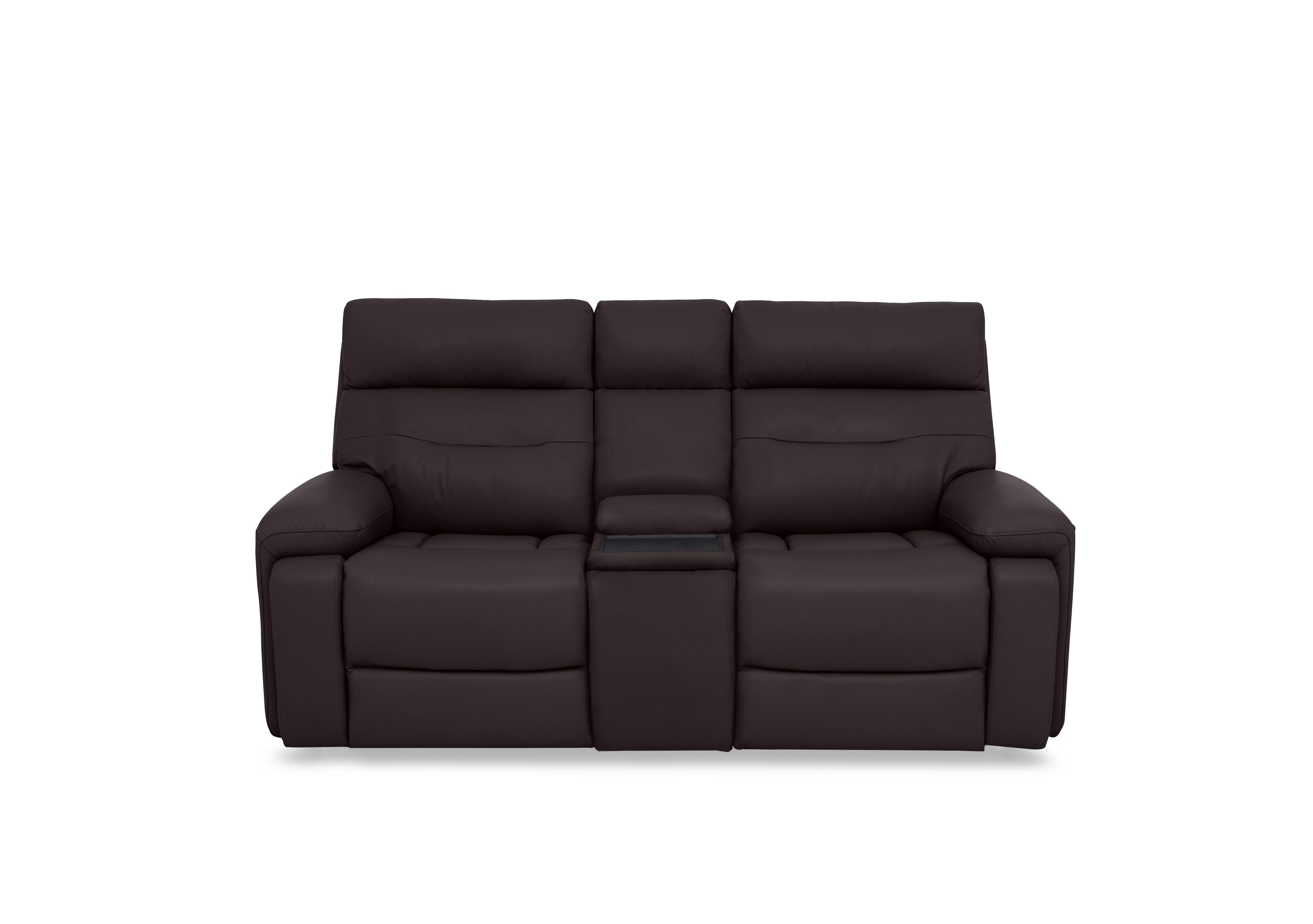 Cinemax Leather 2 Seater Media Console Power Recliner Sofa with Power Headrests in Espresso Lx-6413 on Furniture Village
