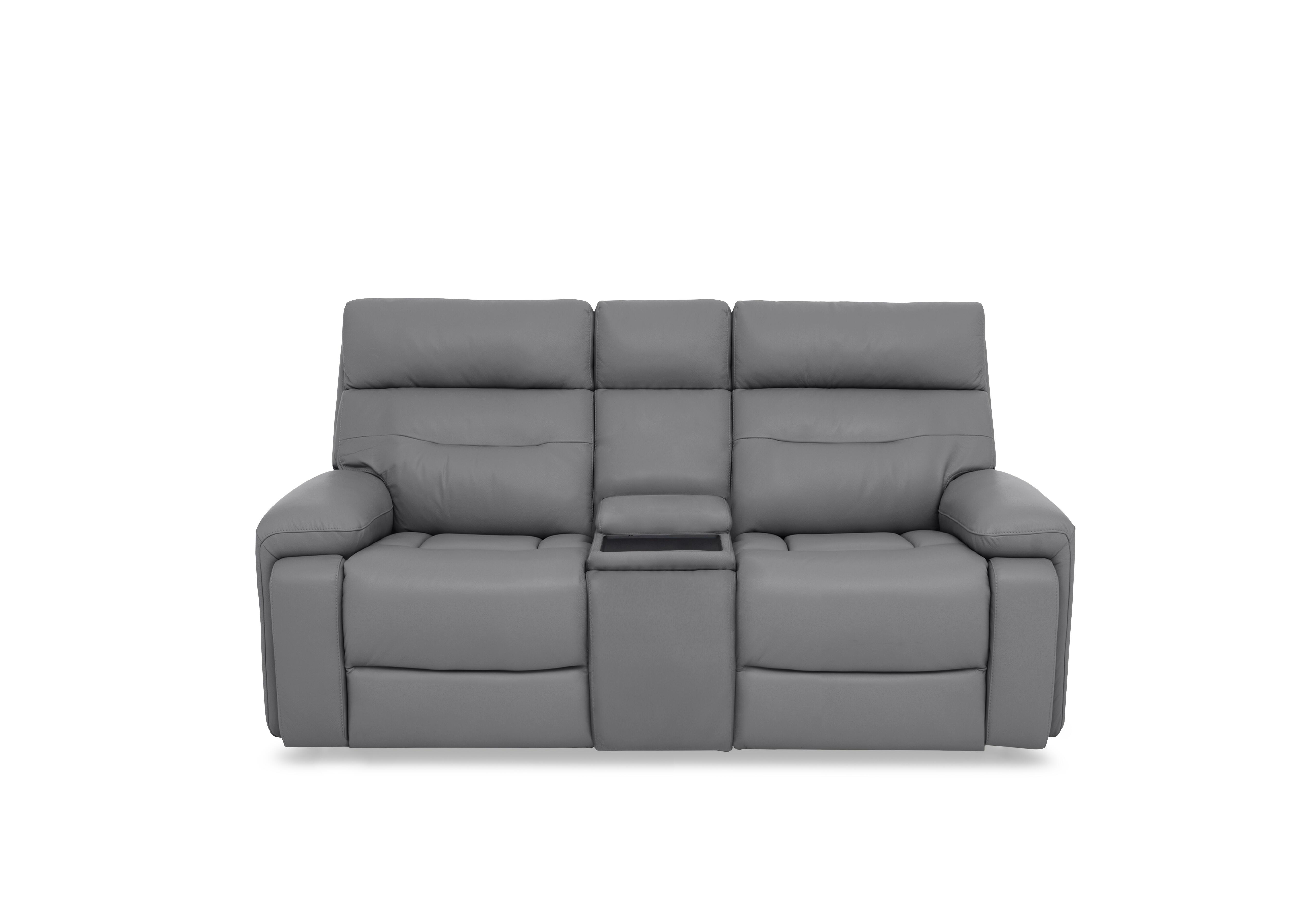 Cinemax Leather 2 Seater Media Console Power Recliner Sofa with Power Headrests in Natural Ash La-4825 on Furniture Village
