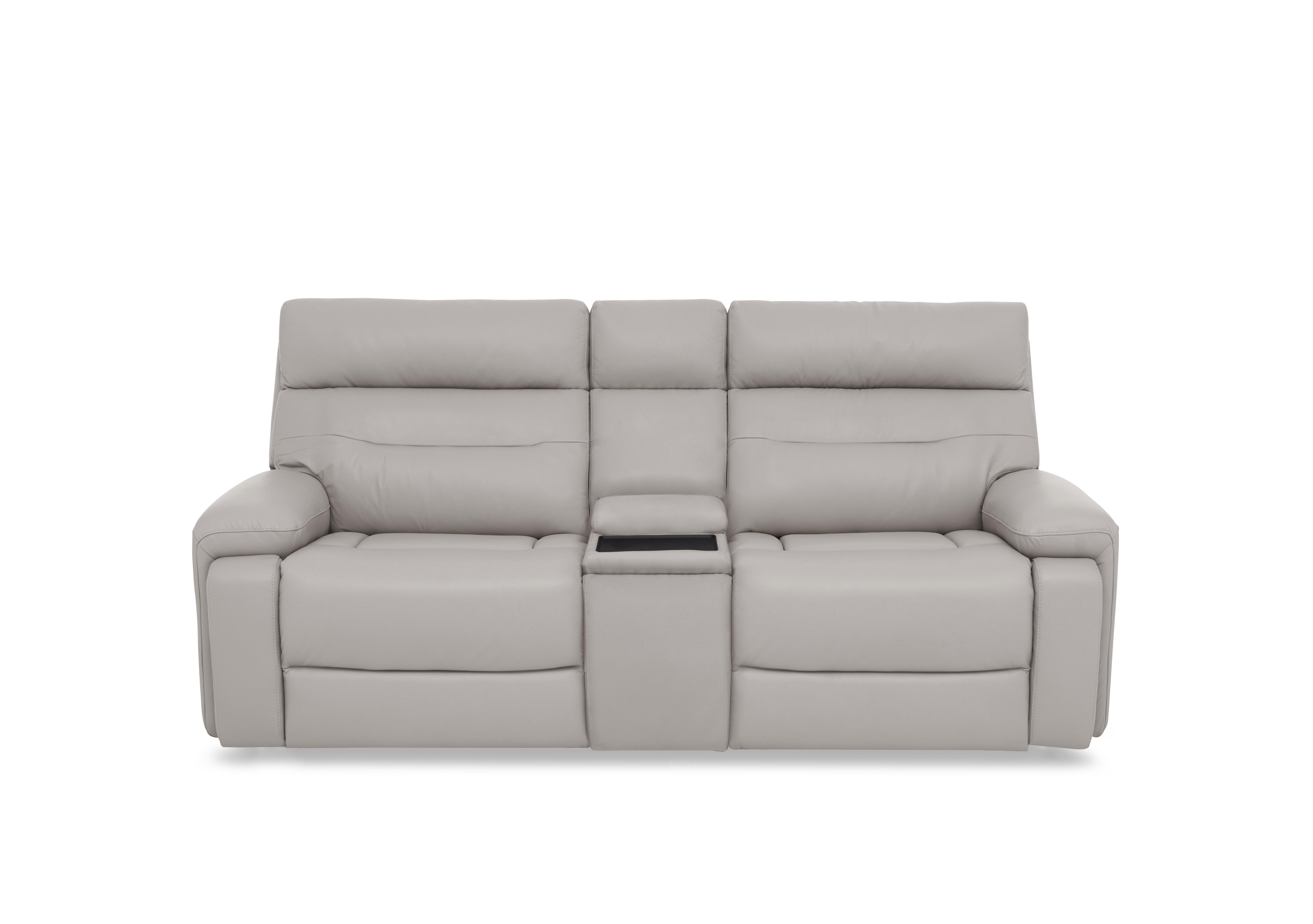 Cinemax Leather 3 Seater Media Console Power Recliner Sofa with Power Headrests in Alpha Grey Matte Le-9317 on Furniture Village