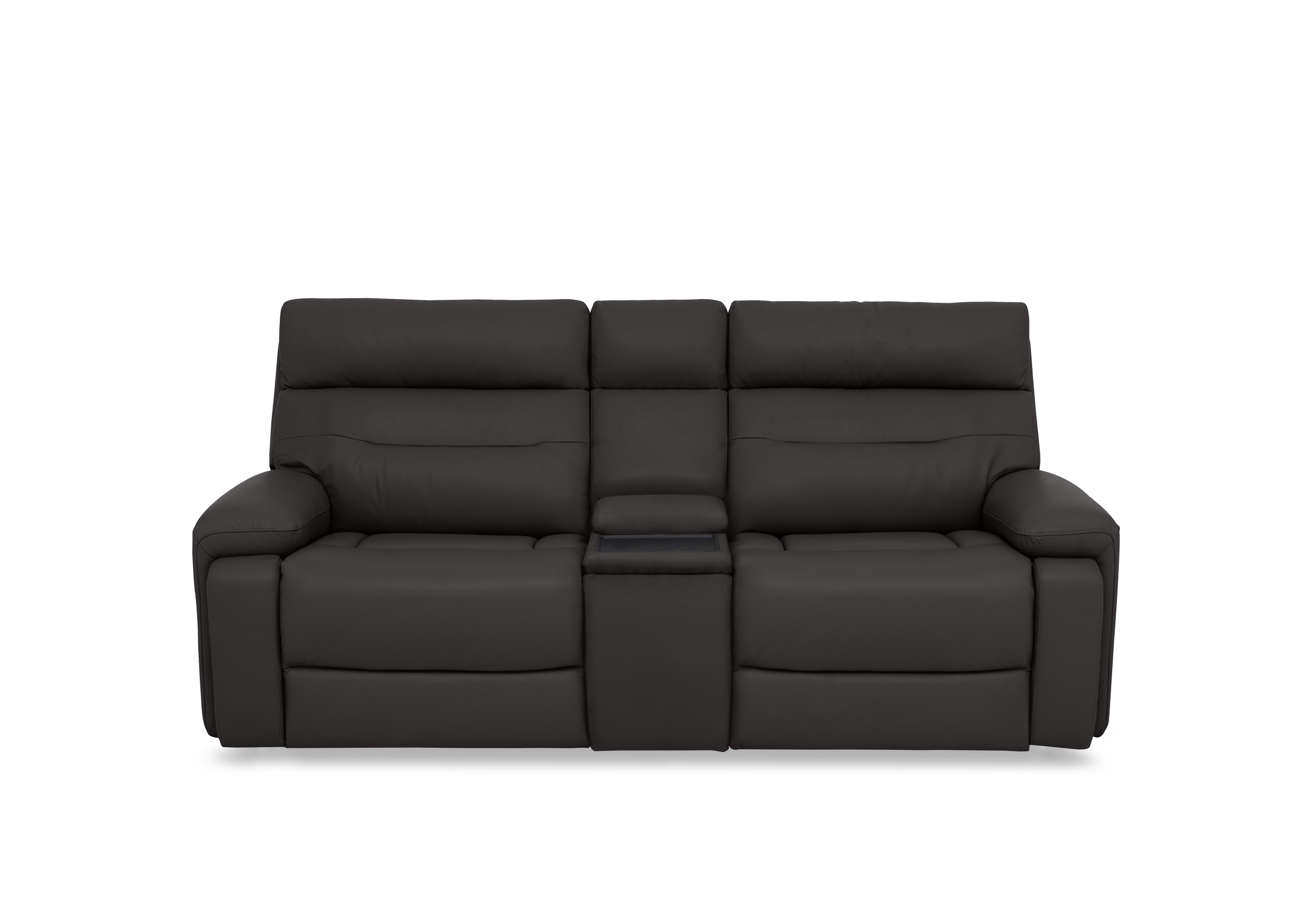 Cinemax Leather 3 Seater Media Console Power Recliner Sofa with Power Headrests in Piompo Lx-6404 on Furniture Village