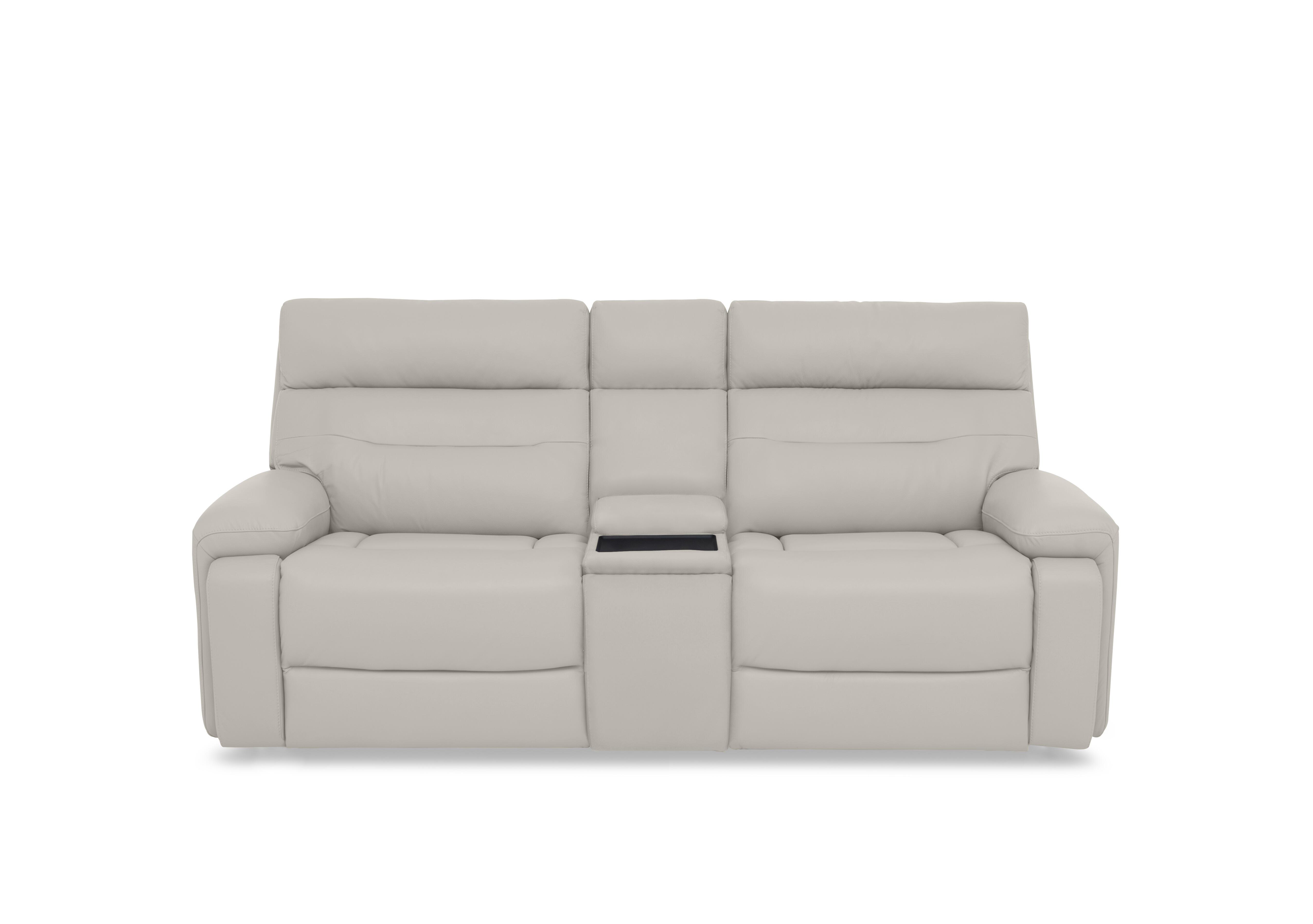 Cinemax Leather 3 Seater Media Console Power Recliner Sofa with Power Headrests in Sand Le-9303 on Furniture Village
