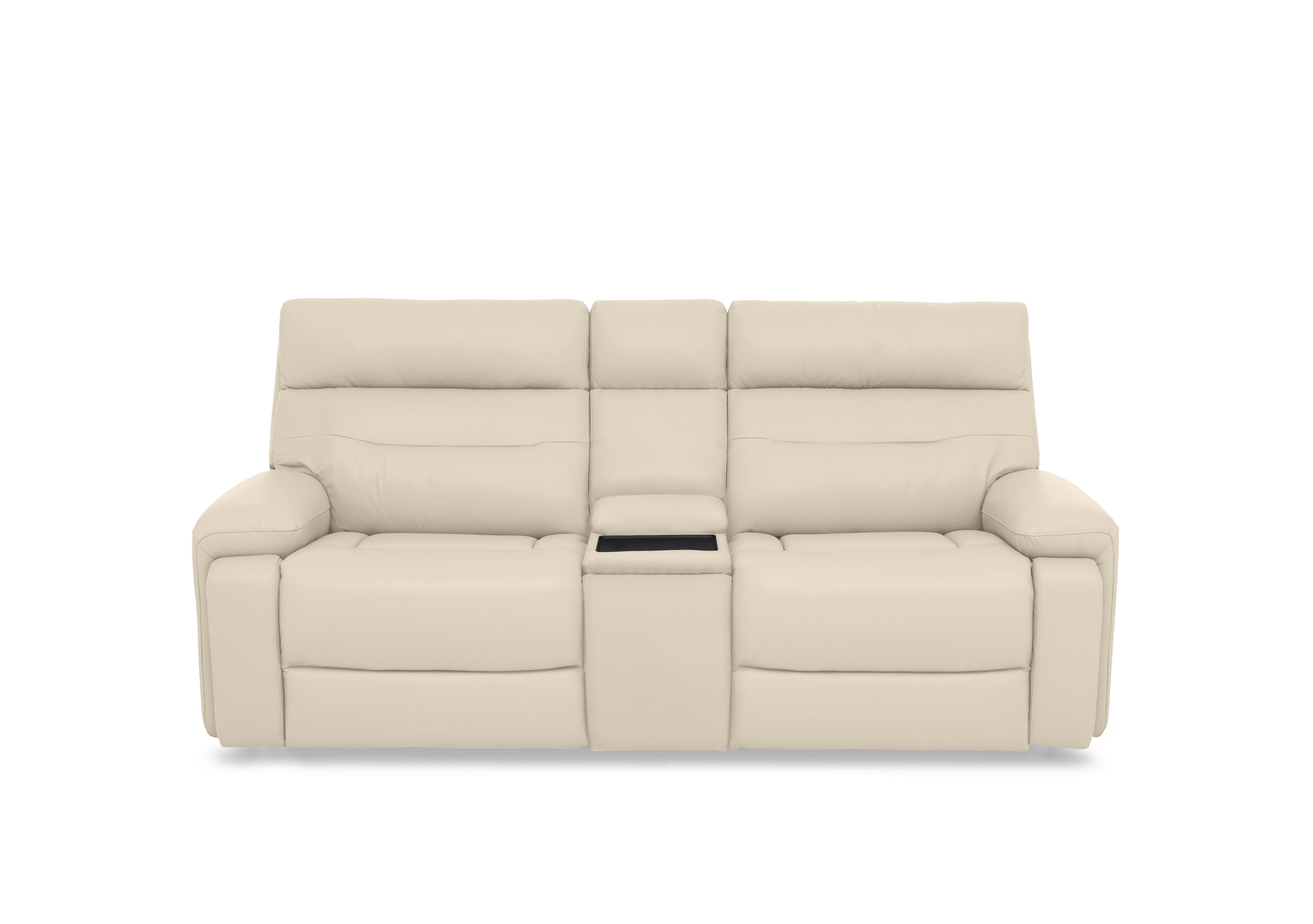 Cinemax Leather 3 Seater Media Console Power Recliner Sofa with Power Headrests in Stone Lx-6407 on Furniture Village