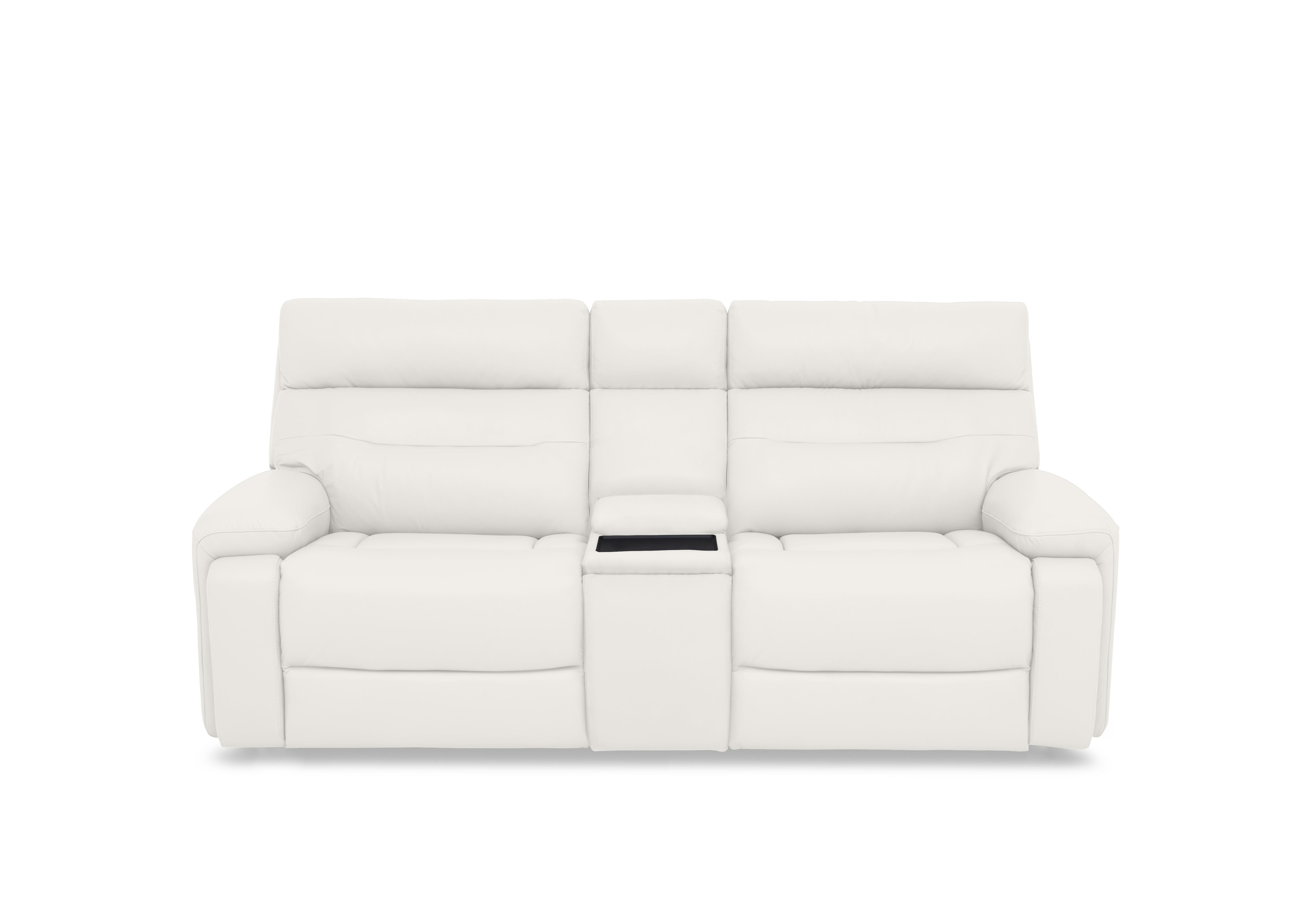 Cinemax Leather 3 Seater Media Console Power Recliner Sofa with Power Headrests in White Le-9307 on Furniture Village