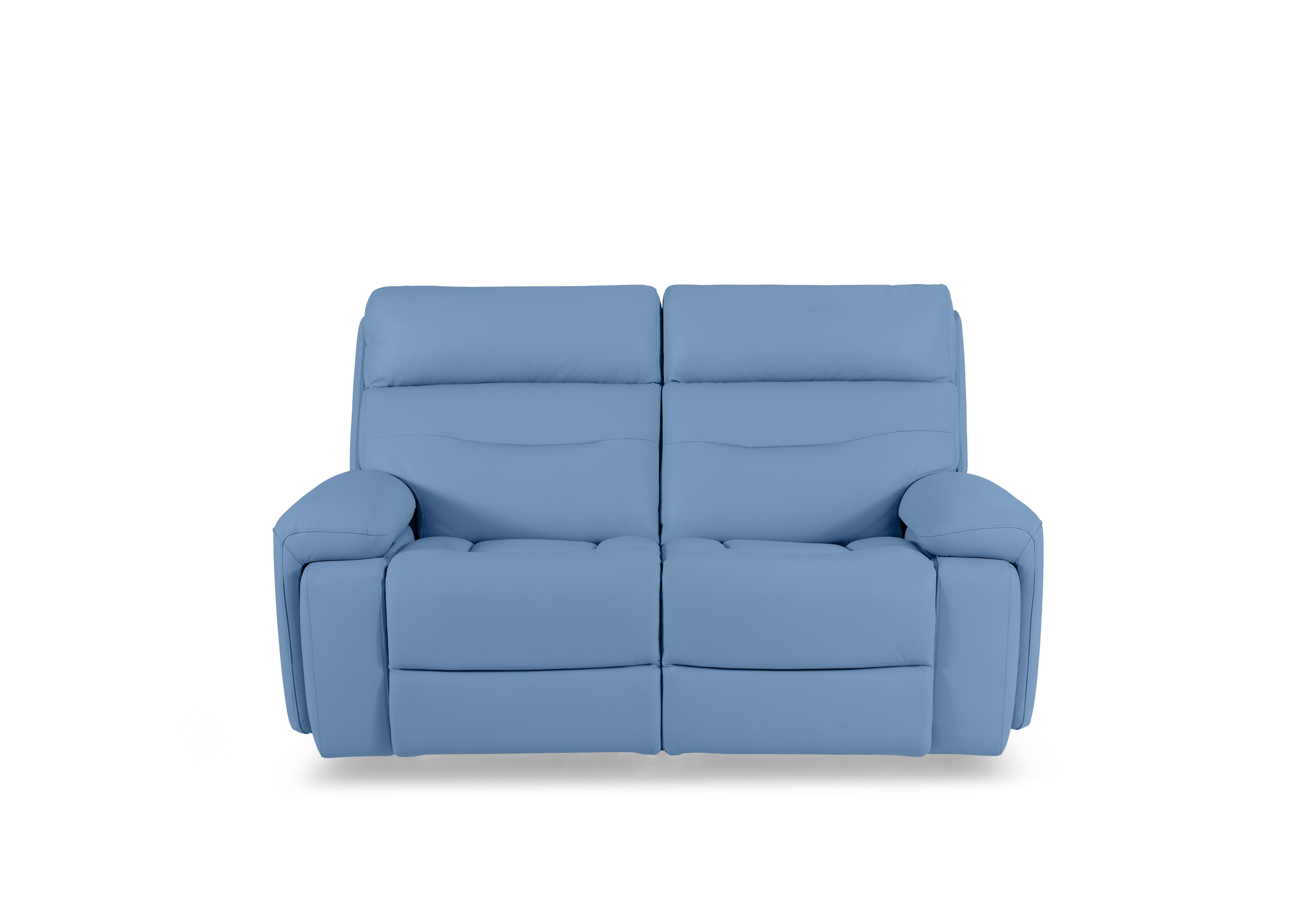 Cinemax Leather 2 Seater Media Arm Power Recliner Sofa with Power Headrests in Blu Le-9312 on Furniture Village