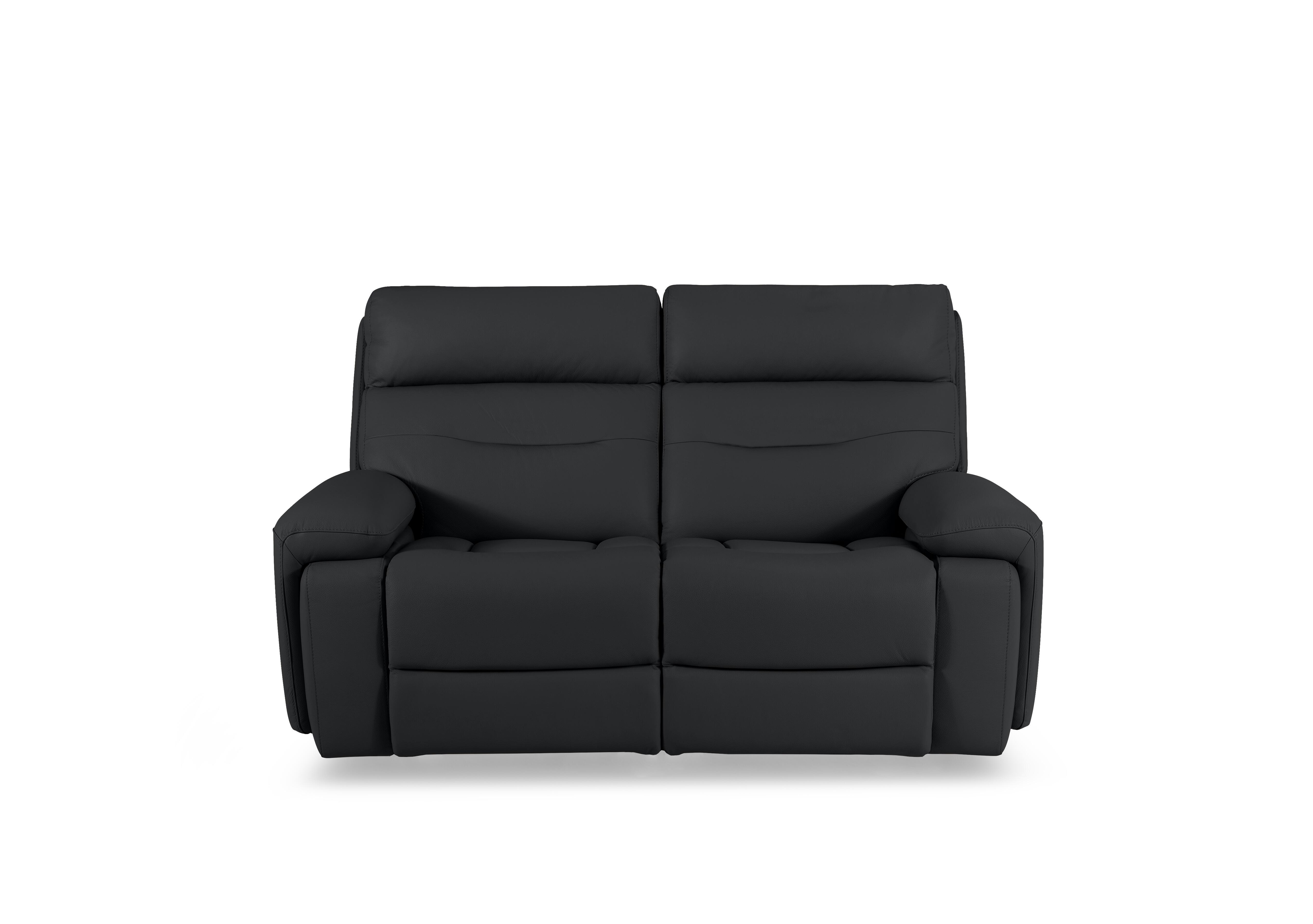 Cinemax Leather 2 Seater Media Arm Power Recliner Sofa with Power Headrests in Natural Black Mica La4820 on Furniture Village