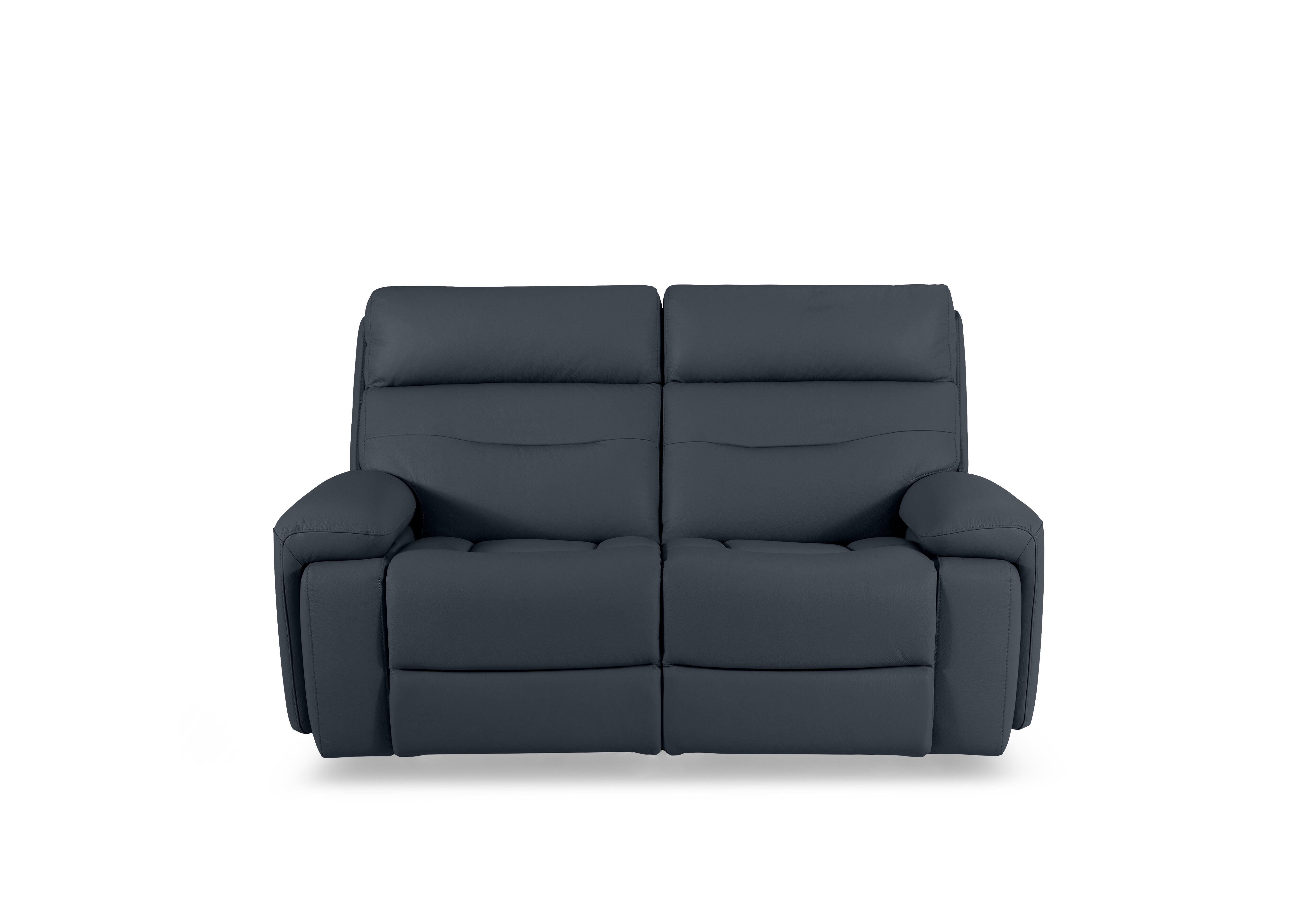 Cinemax Leather 2 Seater Media Arm Power Recliner Sofa with Power Headrests in Natural Milled Navy La-4828 on Furniture Village