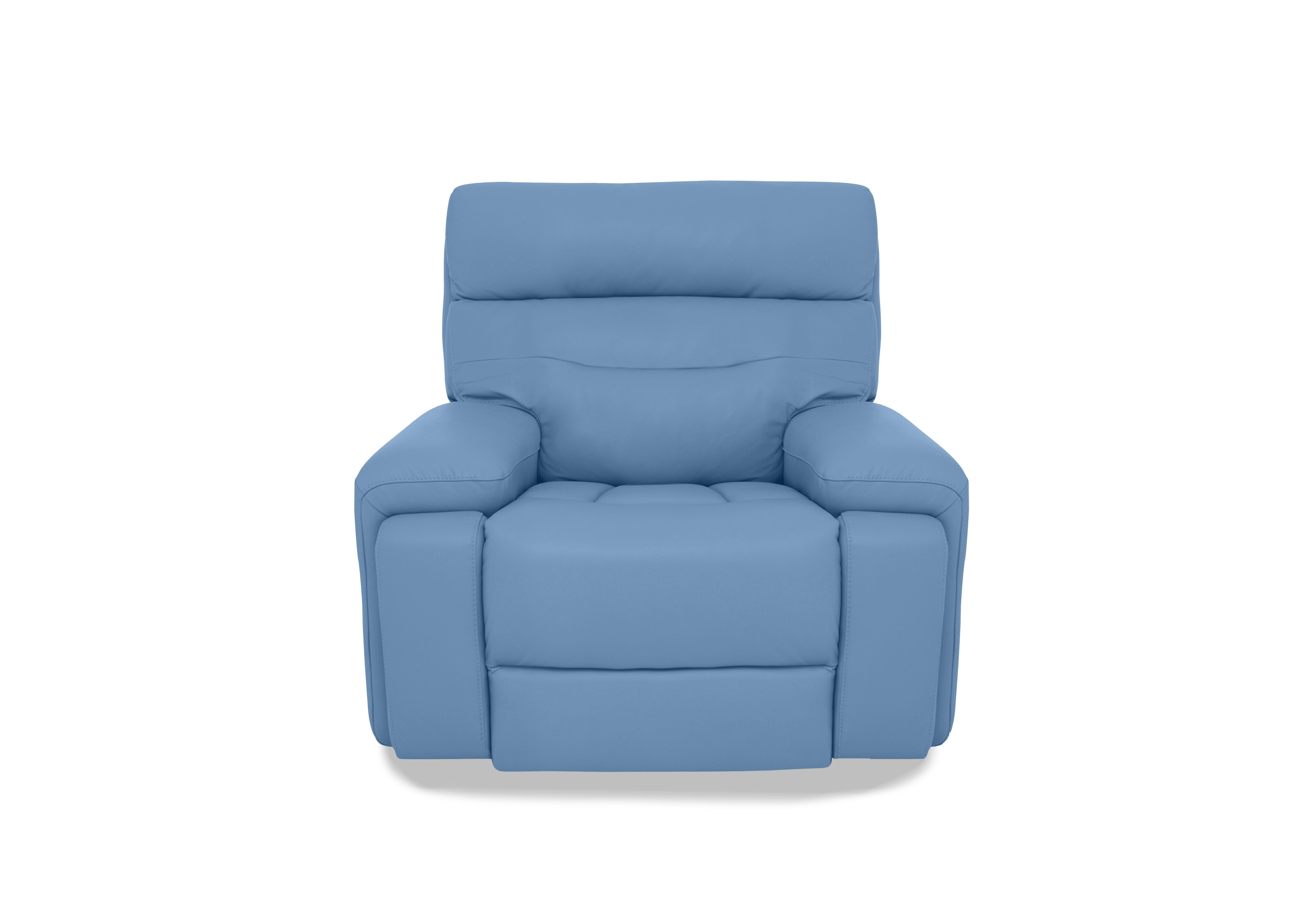 Cinemax Leather Media Arm Power Recliner Chair with Power Headrest in Blu Le-9312 on Furniture Village