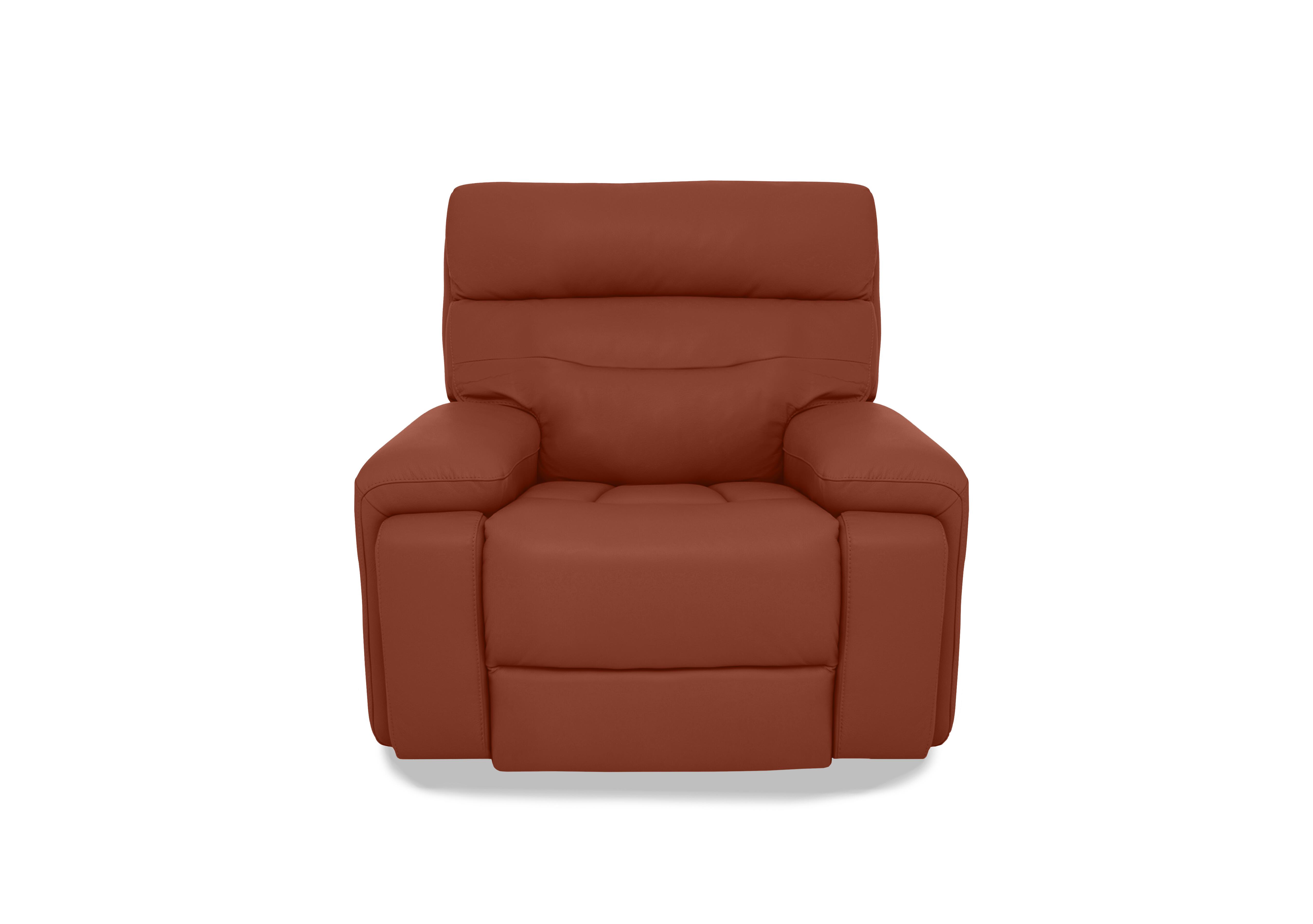 Cinemax Leather Media Arm Power Recliner Chair with Power Headrest in Red Maple Matte Le-9326 on Furniture Village