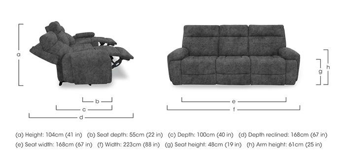 Cinemax Fabric 3 Seater 3 Cushion Media Arms Power Recliner Sofa with Power Headrests in  on Furniture Village