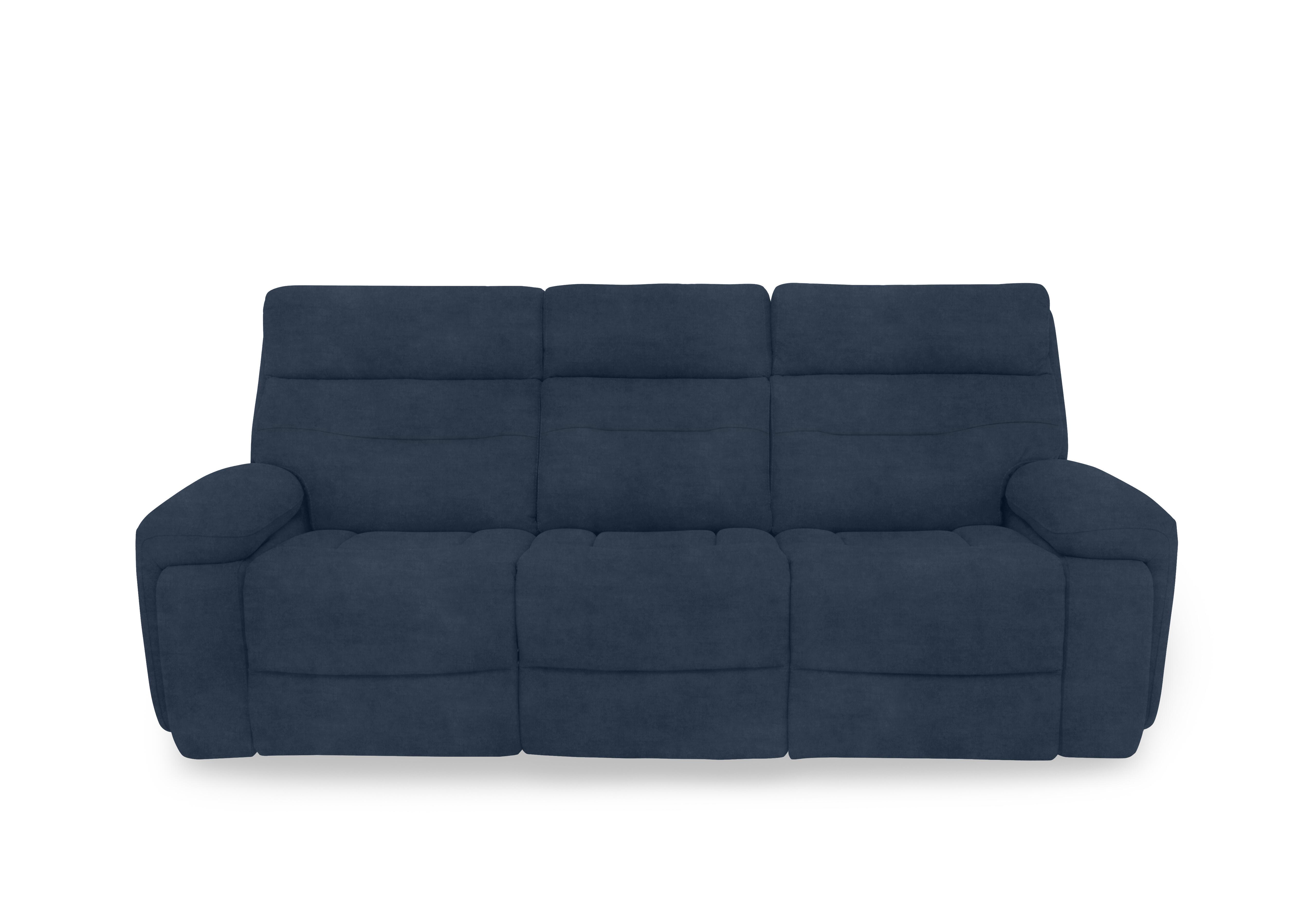 Cinemax Fabric 3 Seater 3 Cushion Media Arms Power Recliner Sofa with Power Headrests in Giula Dark Blue Gl-0108 on Furniture Village